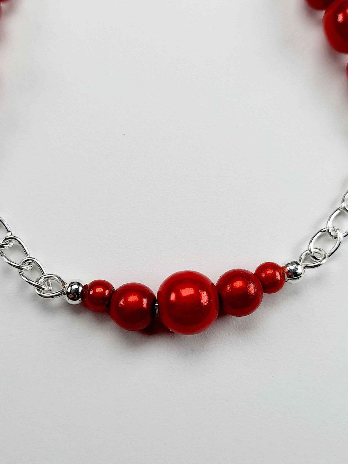 Red Miracle Bead Link Bracelet, Handmade & Adjustable