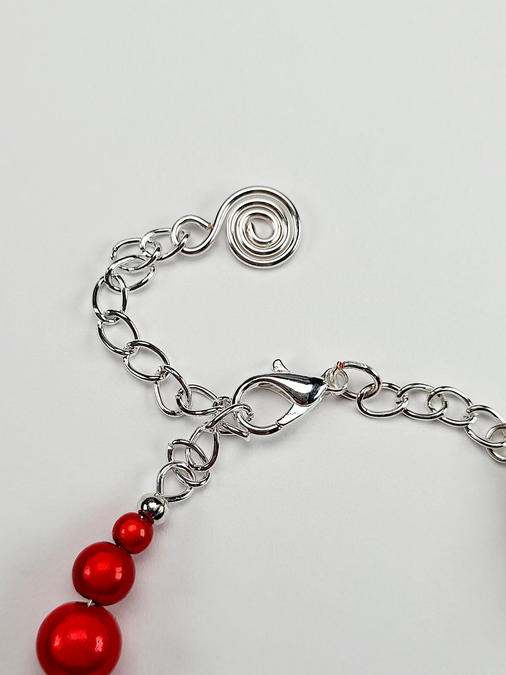 Red Miracle Bead Link Bracelet, Handmade & Adjustable