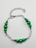 Green Miracle Bead Link Bracelet, Handmade & Adjustable