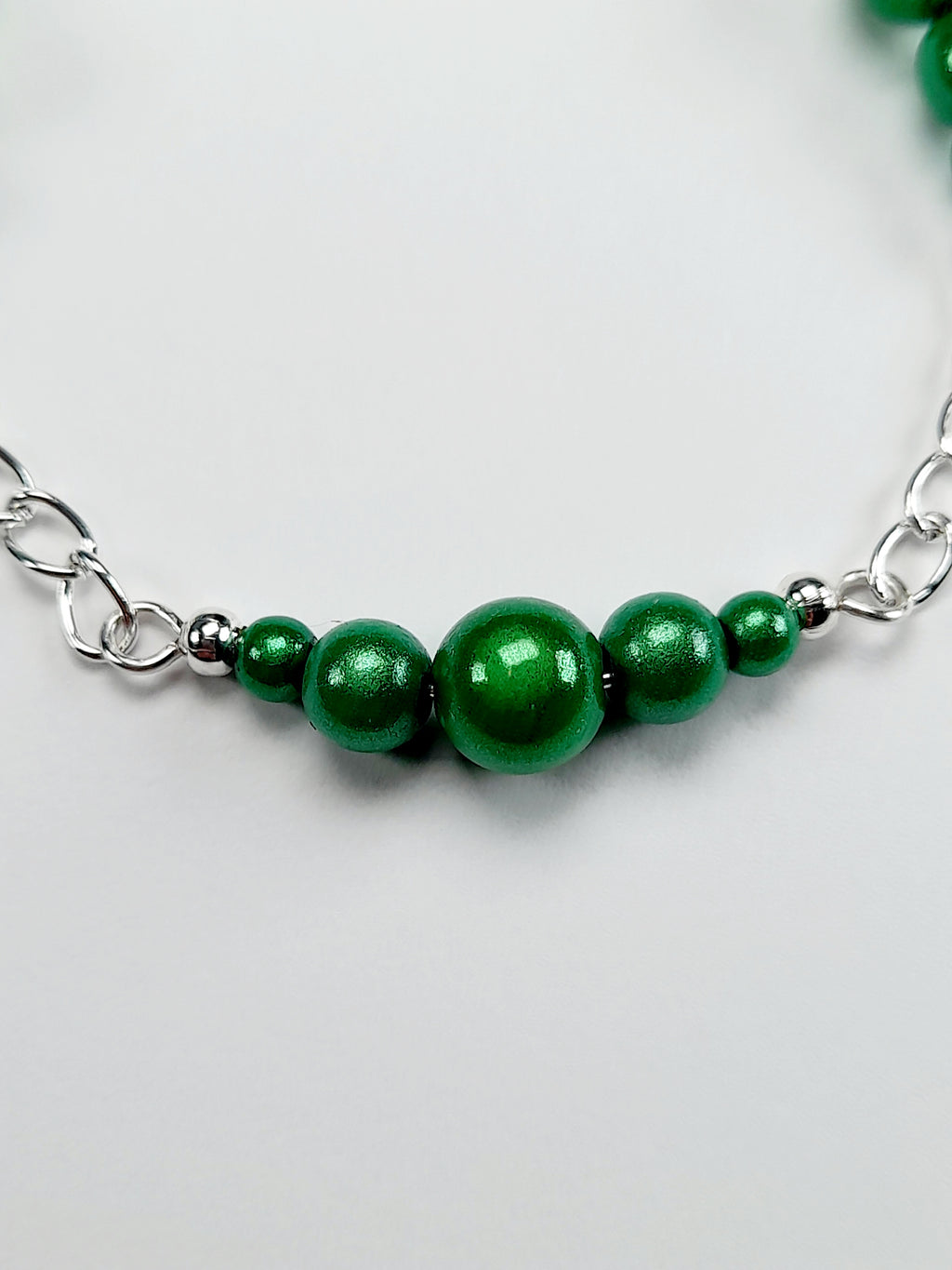Green Miracle Bead Link Bracelet, Handmade & Adjustable
