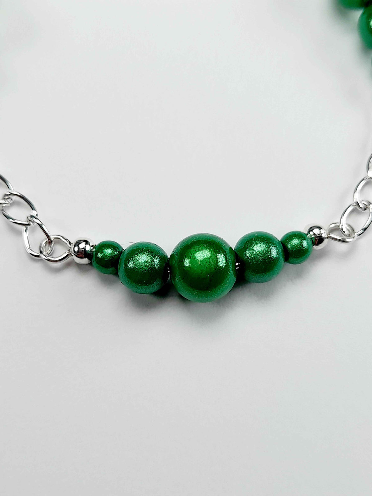 Green Miracle Bead Link Bracelet, Handmade & Adjustable