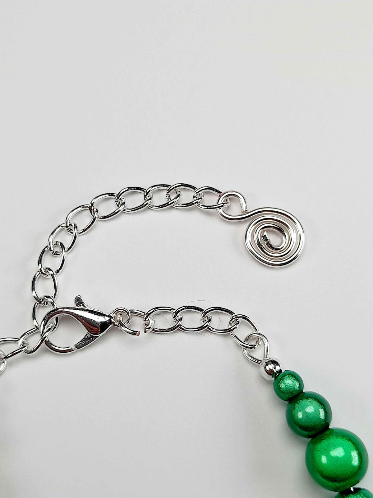 Green Miracle Bead Link Bracelet, Handmade & Adjustable