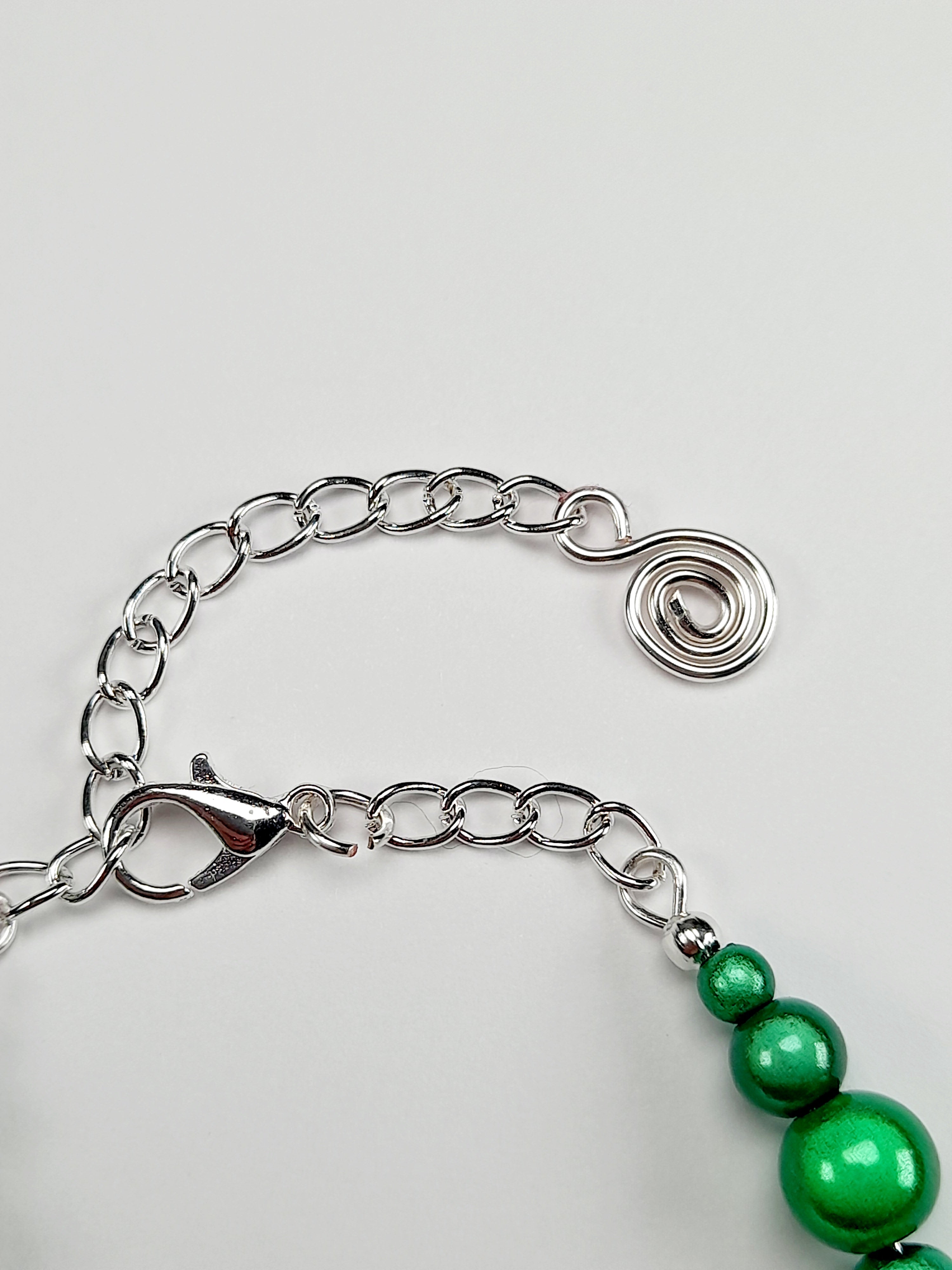 Green Miracle Bead Link Bracelet, Handmade & Adjustable