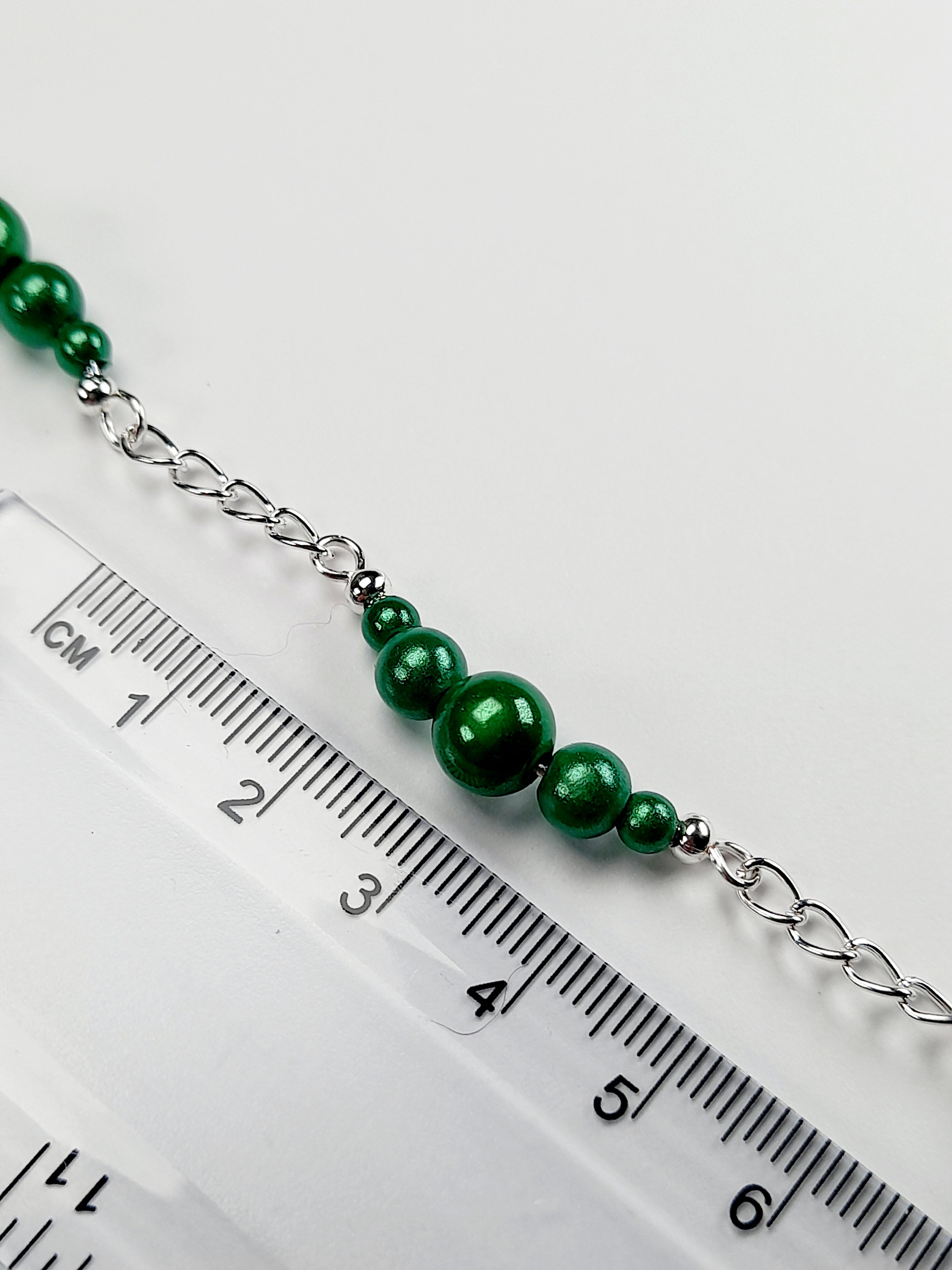 Green Miracle Bead Link Bracelet, Handmade & Adjustable