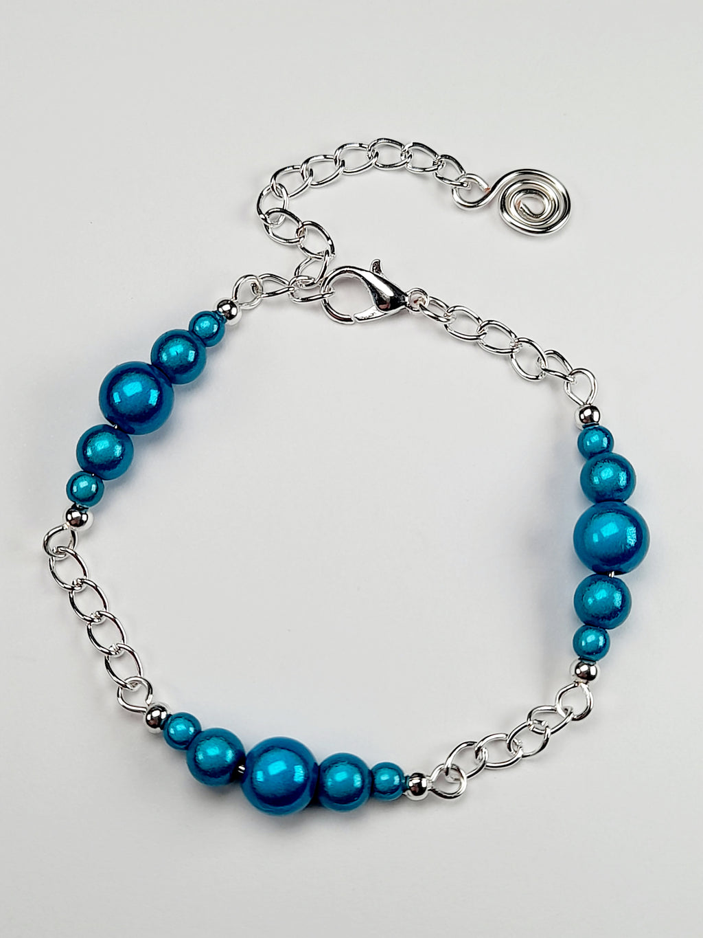Turquoise Miracle Bead Link Bracelet, Handmade & Adjustable