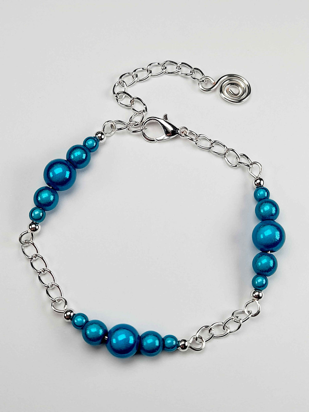 Turquoise Miracle Bead Link Bracelet, Handmade & Adjustable