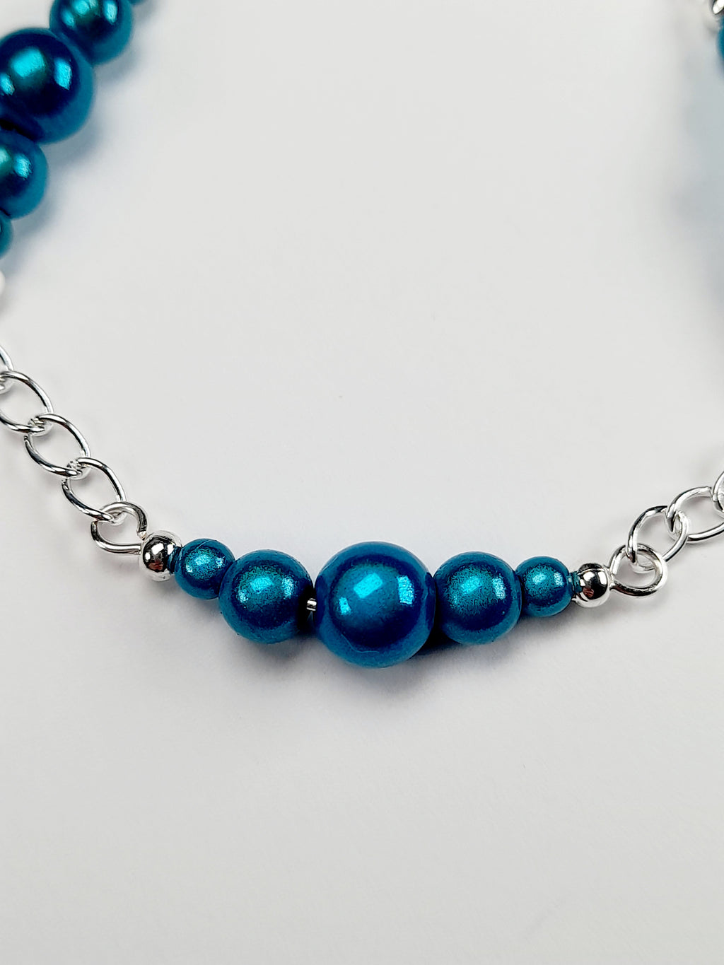 Turquoise Miracle Bead Link Bracelet, Handmade & Adjustable
