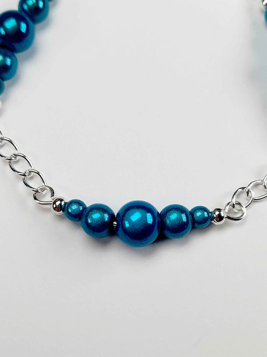 Turquoise Miracle Bead Link Bracelet, Handmade & Adjustable