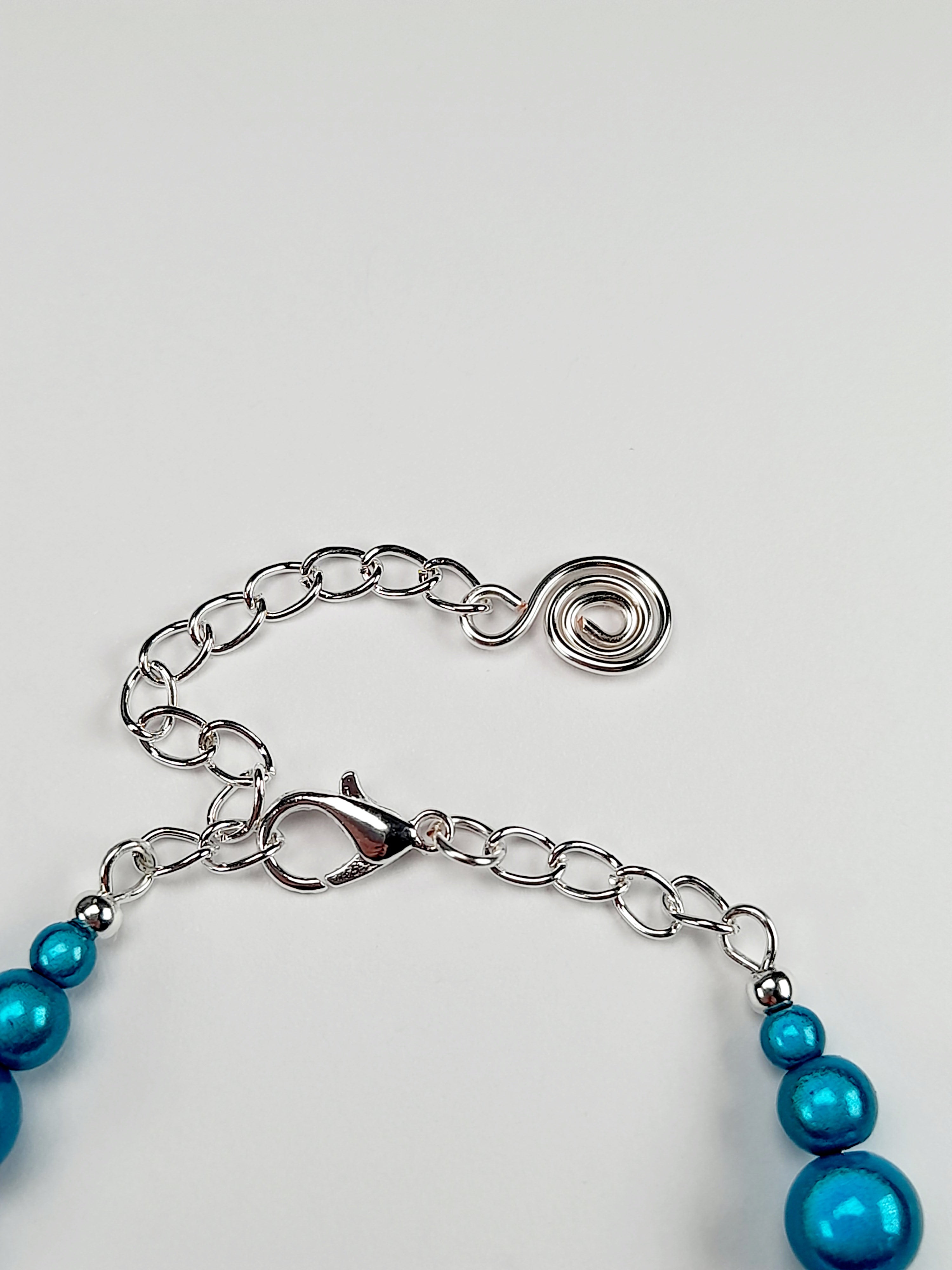 Turquoise Miracle Bead Link Bracelet, Handmade & Adjustable