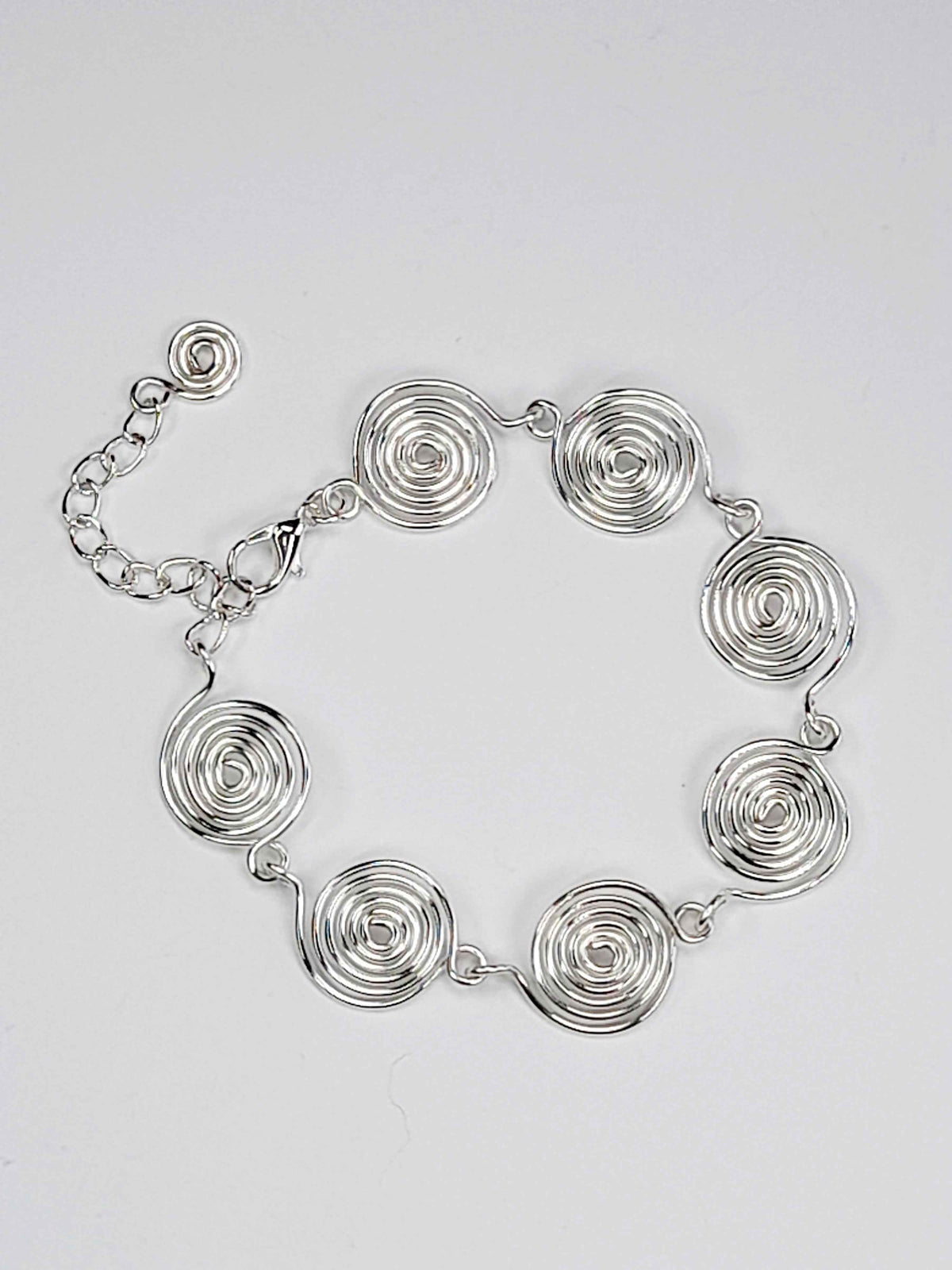 Handmade silver spiral bracelet – lightweight non-tarnish wire, adjustable fit