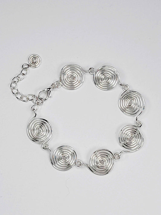Handmade silver spiral bracelet – lightweight non-tarnish wire, adjustable fit