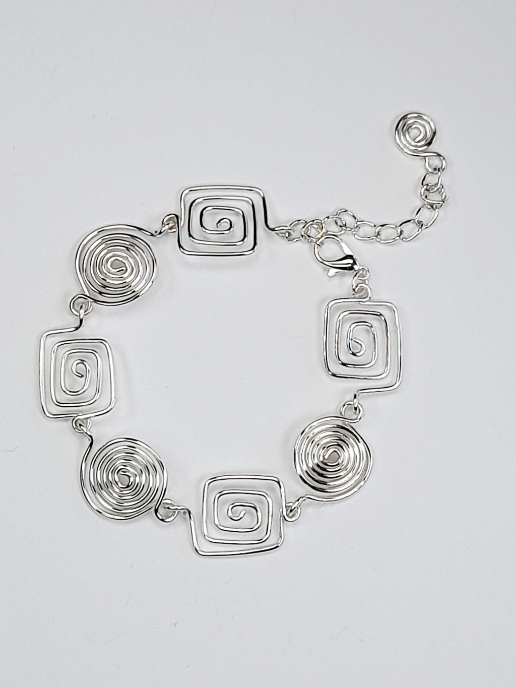 Super Swirly Silver Round & Square Spiral Bracelet