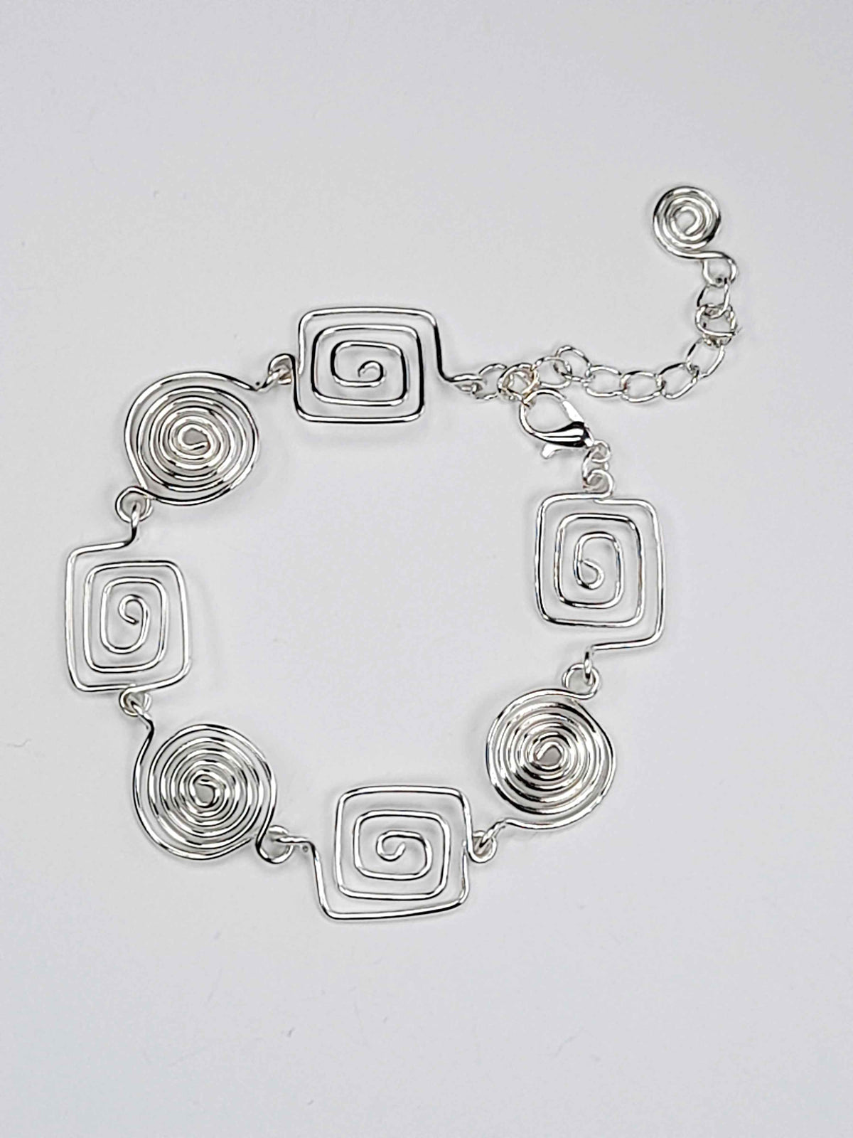 Super Swirly Silver Round & Square Spiral Bracelet