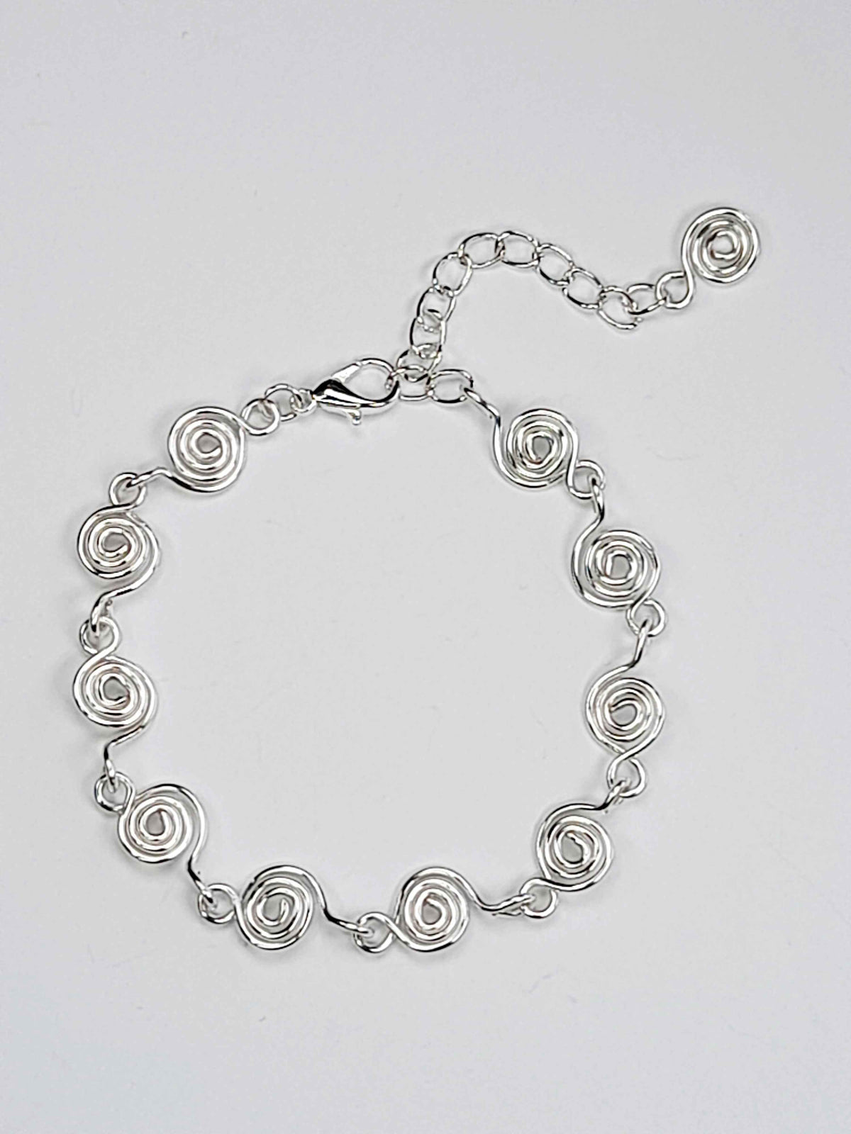 Dainty Super Swirly Silver Spiral Bracelet