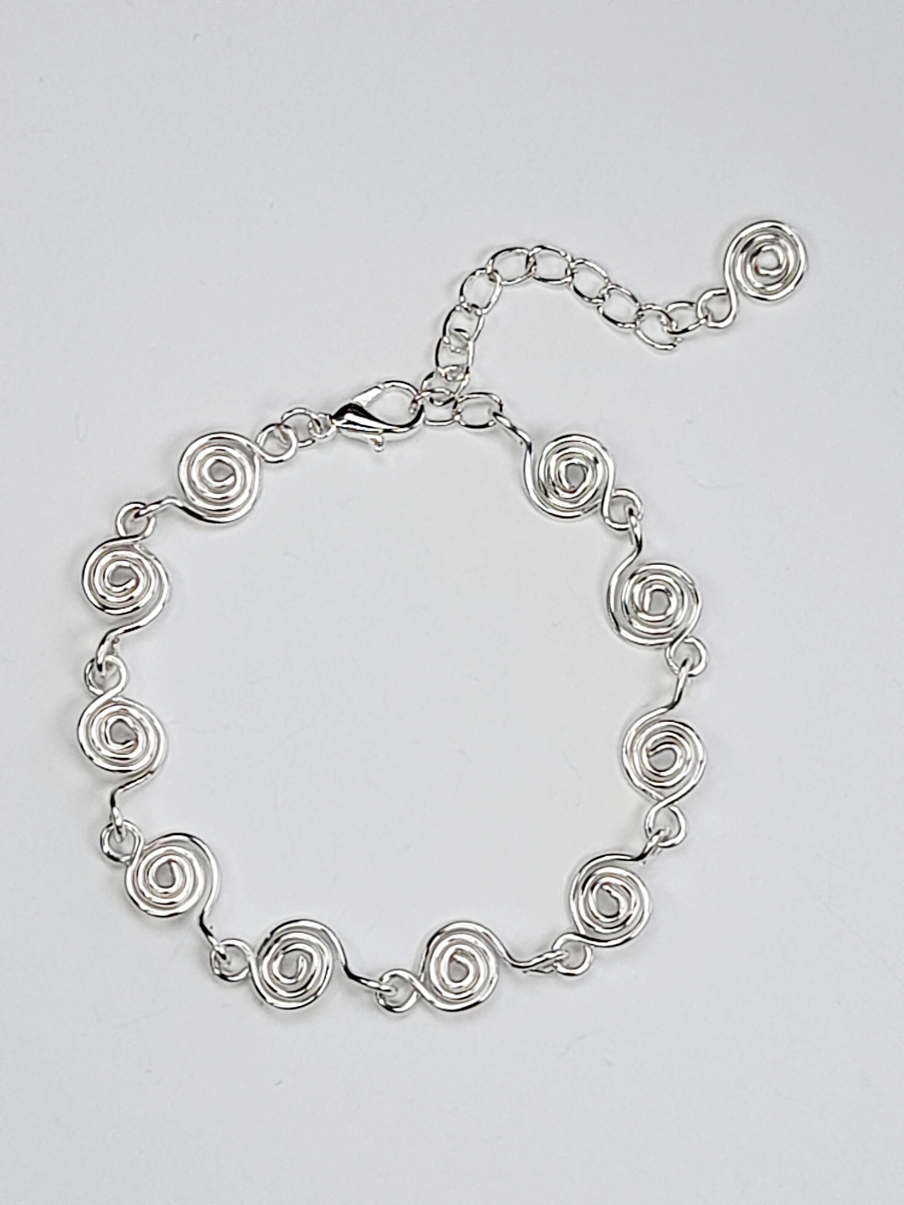 Dainty Super Swirly Silver Spiral Bracelet