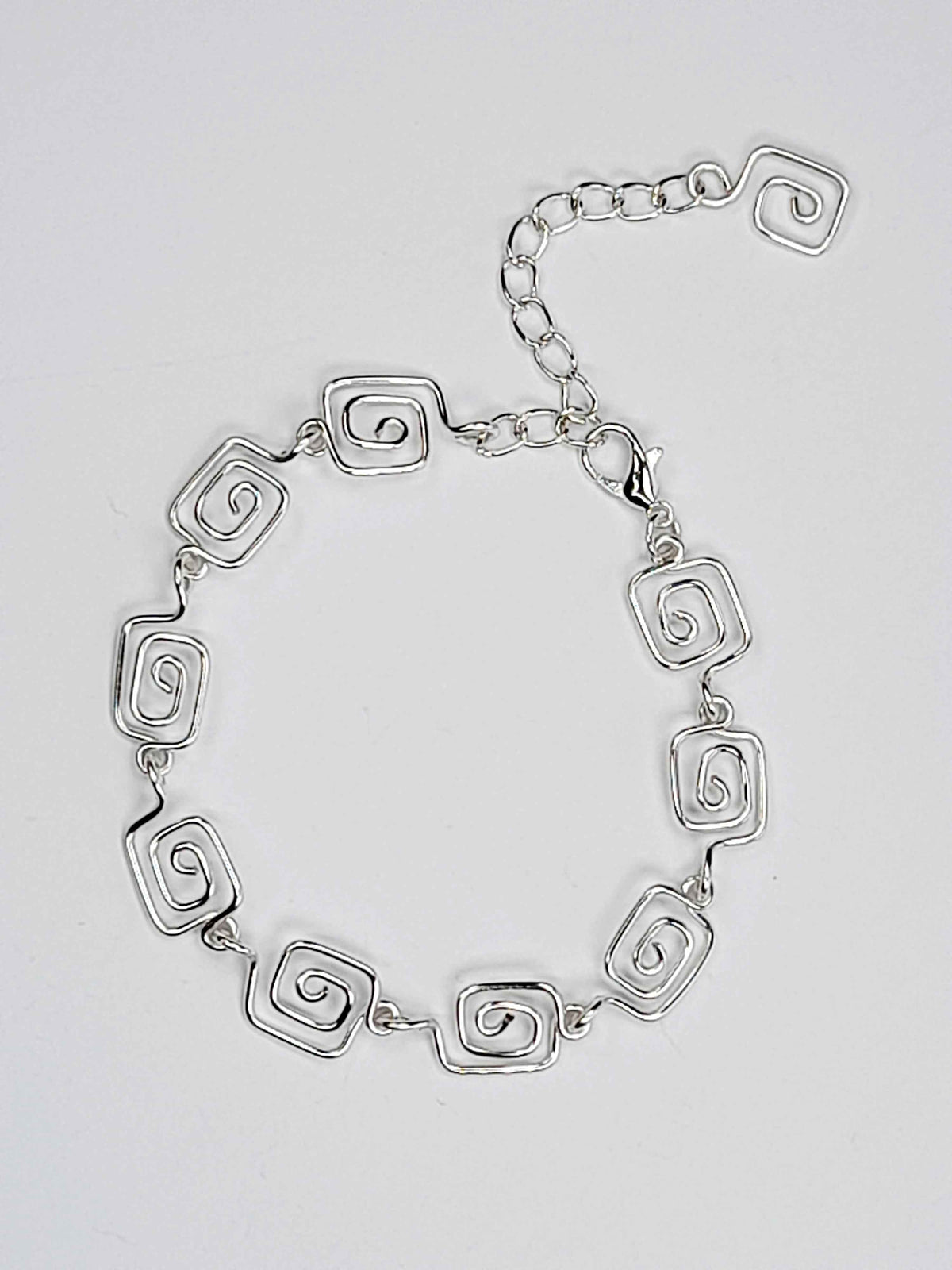 Dainty Super Swirly Silver Square Spiral Bracelet