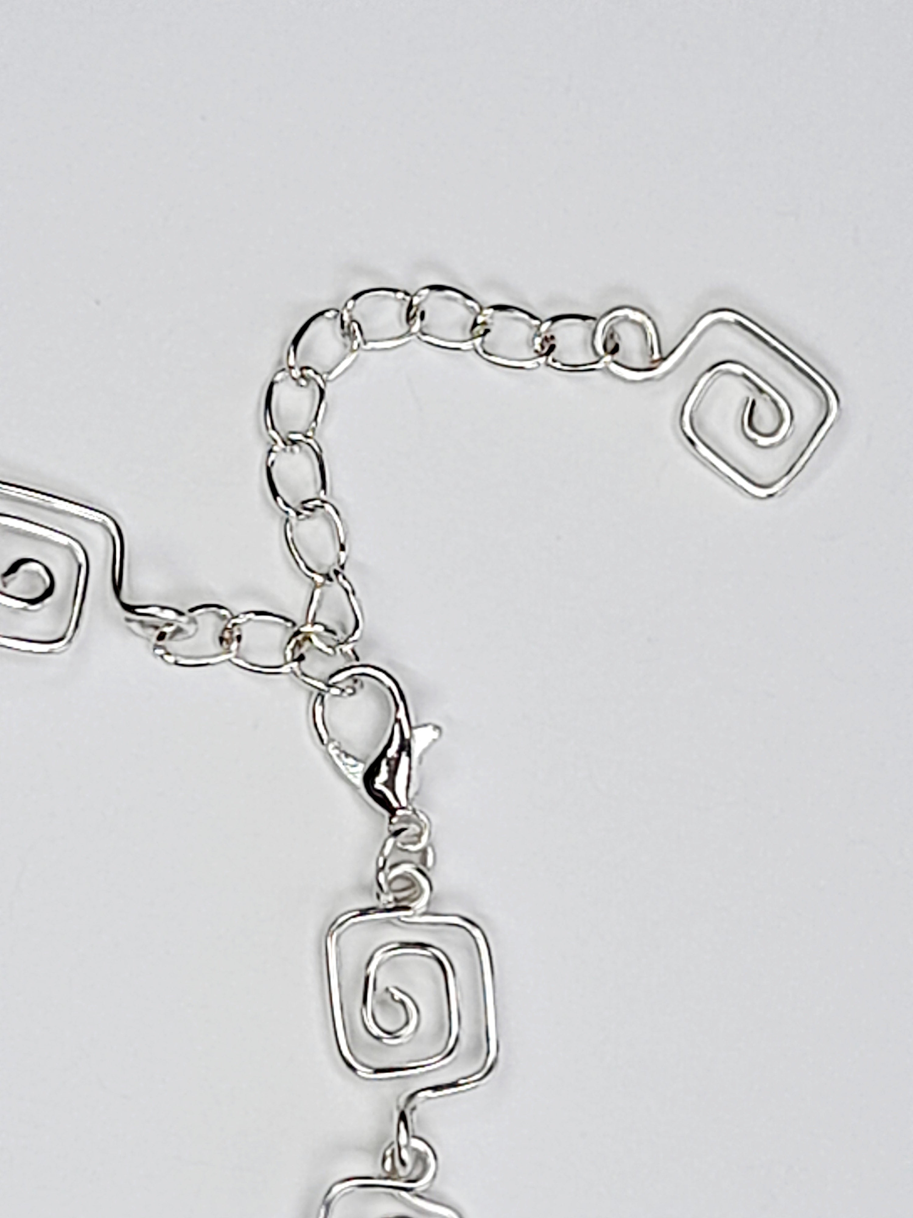 Dainty Super Swirly Silver Square Spiral Bracelet