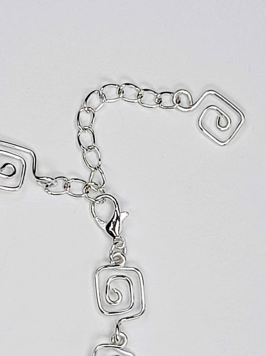 Dainty Super Swirly Silver Square Spiral Bracelet