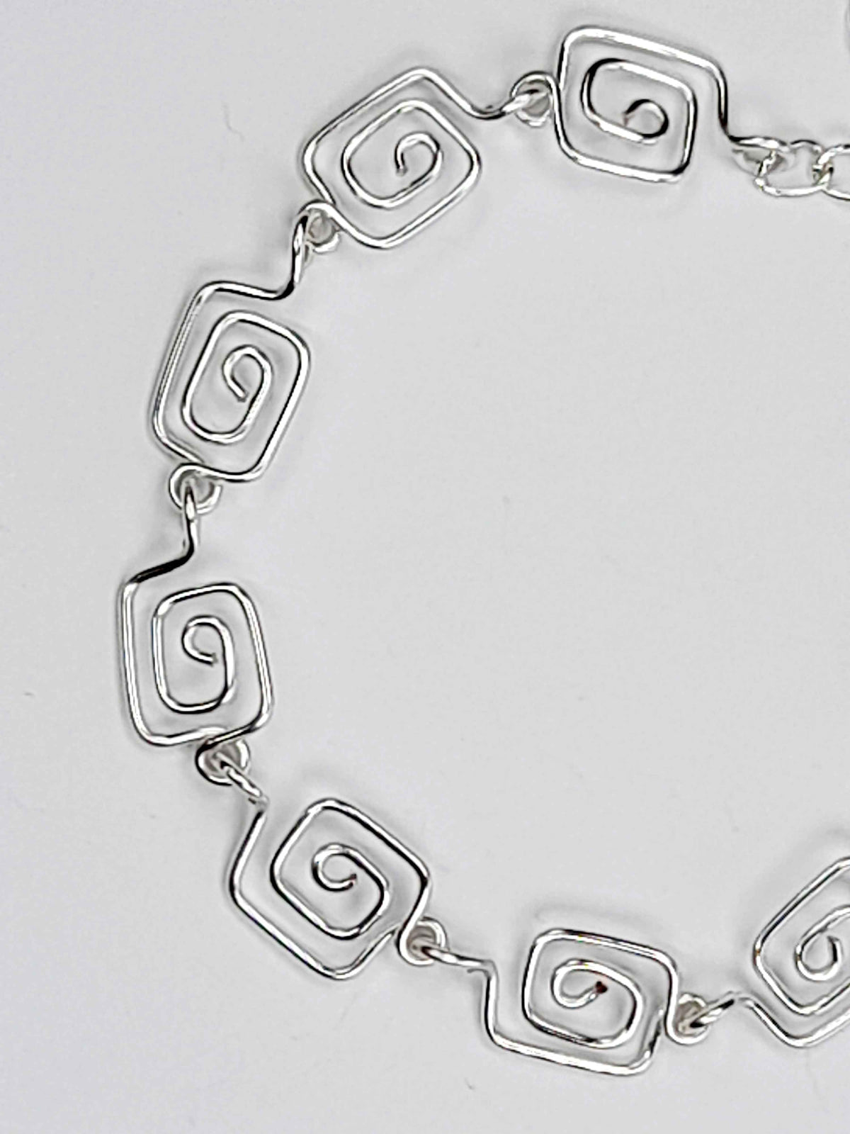 Dainty Super Swirly Silver Square Spiral Bracelet