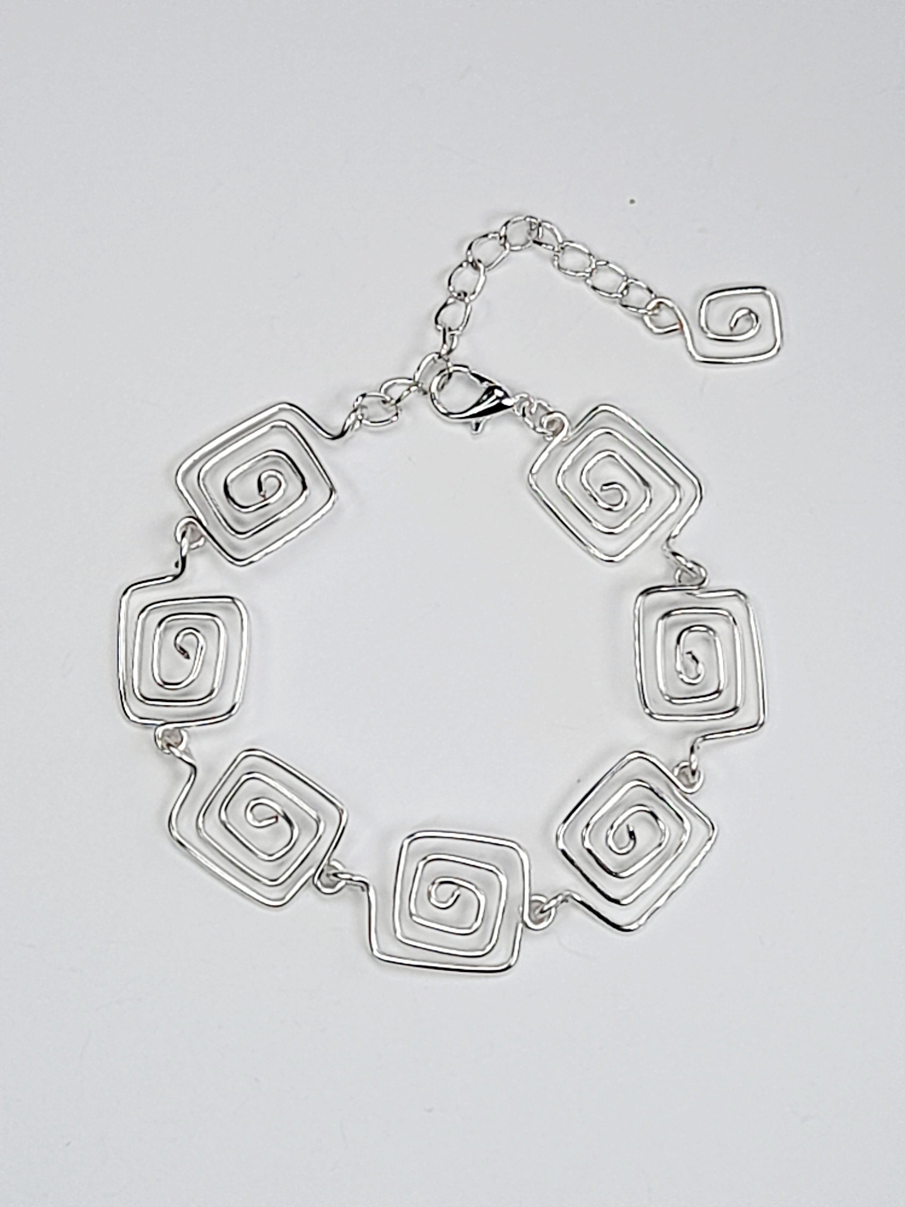 Super Swirly Silver Square Spiral Bracelet