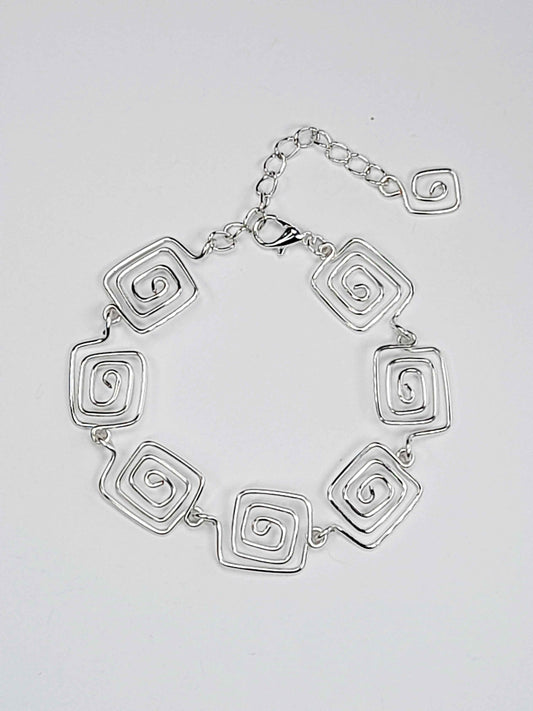Super Swirly Silver Square Spiral Bracelet