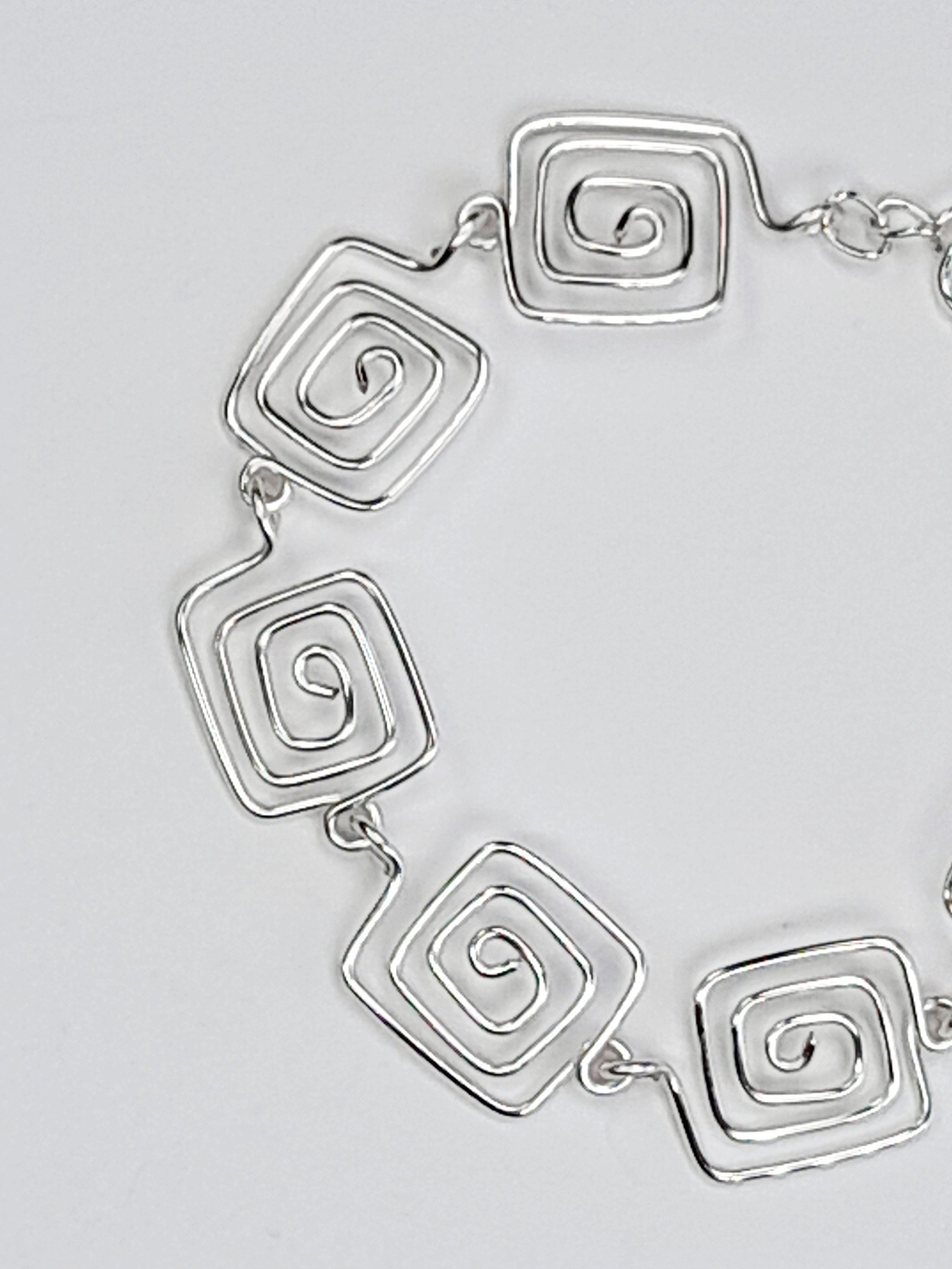 Super Swirly Silver Square Spiral Bracelet