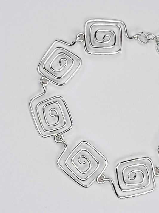 Super Swirly Silver Square Spiral Bracelet