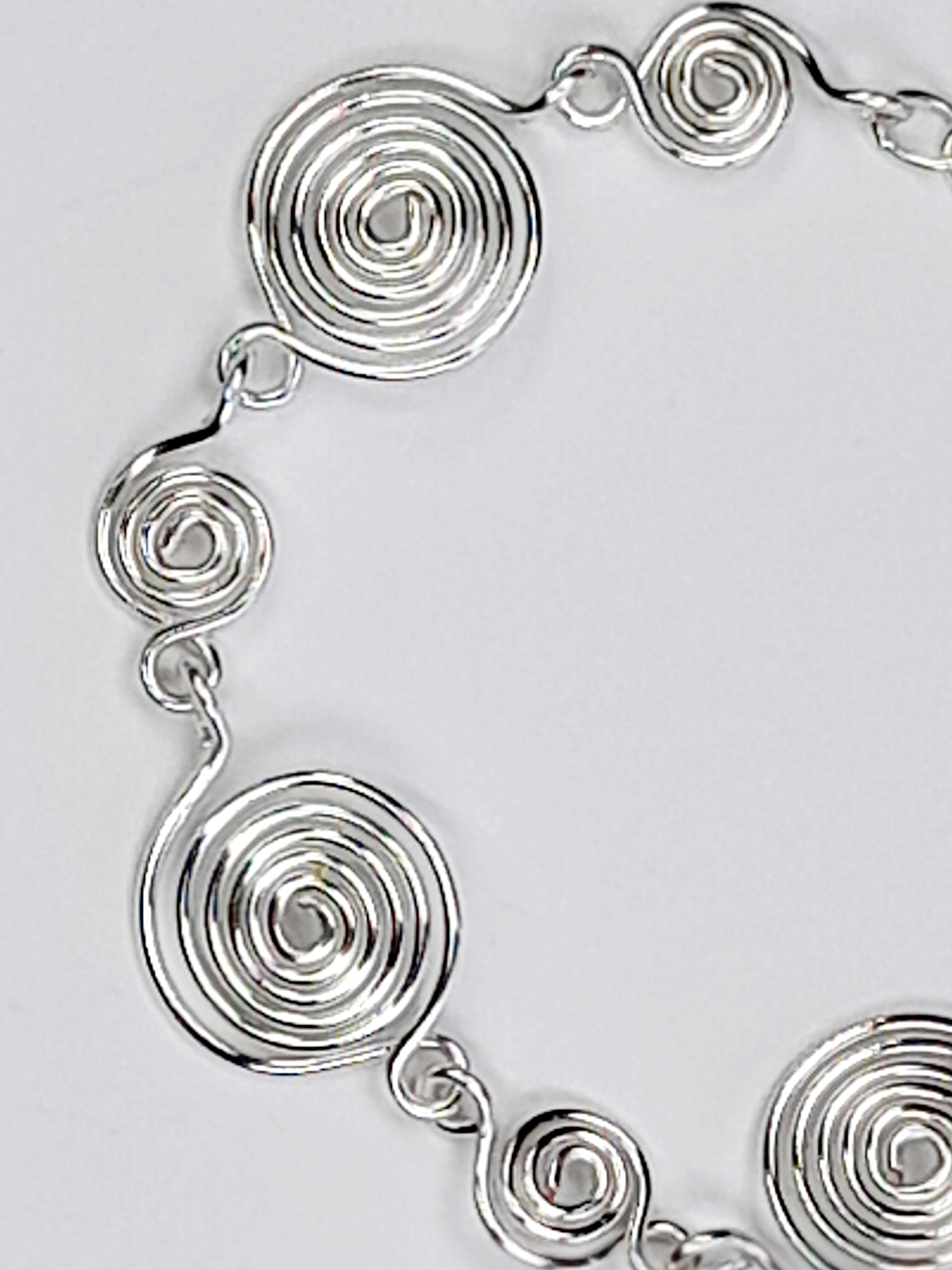 Handmade Silver Spiral Bracelet, Elegant Swirly Statement Bracelet