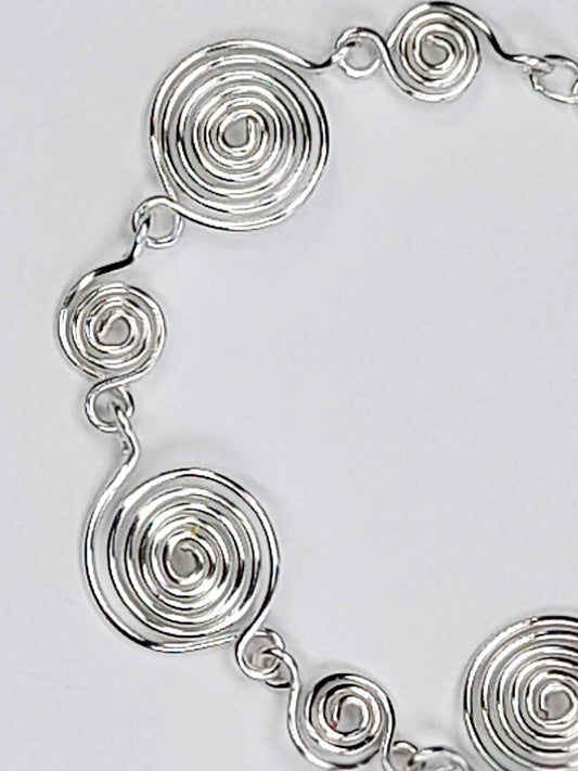Handmade Silver Spiral Bracelet, Elegant Swirly Statement Bracelet