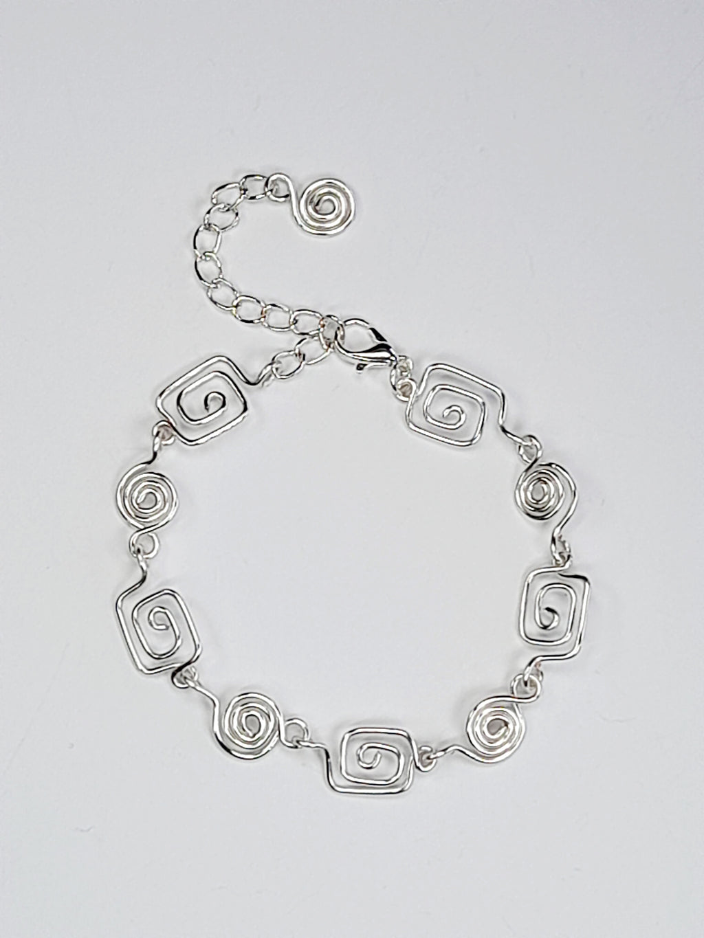 Handmade Silver Spiral Bracelet, Dainty Lightweight Swirl Design