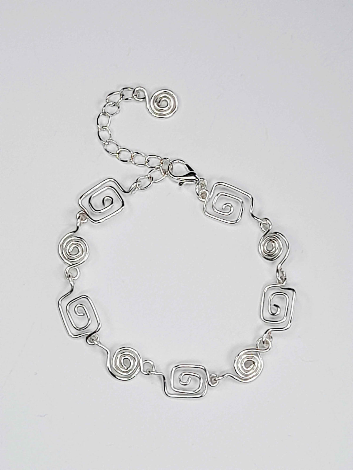 Handmade Silver Spiral Bracelet, Dainty Lightweight Swirl Design