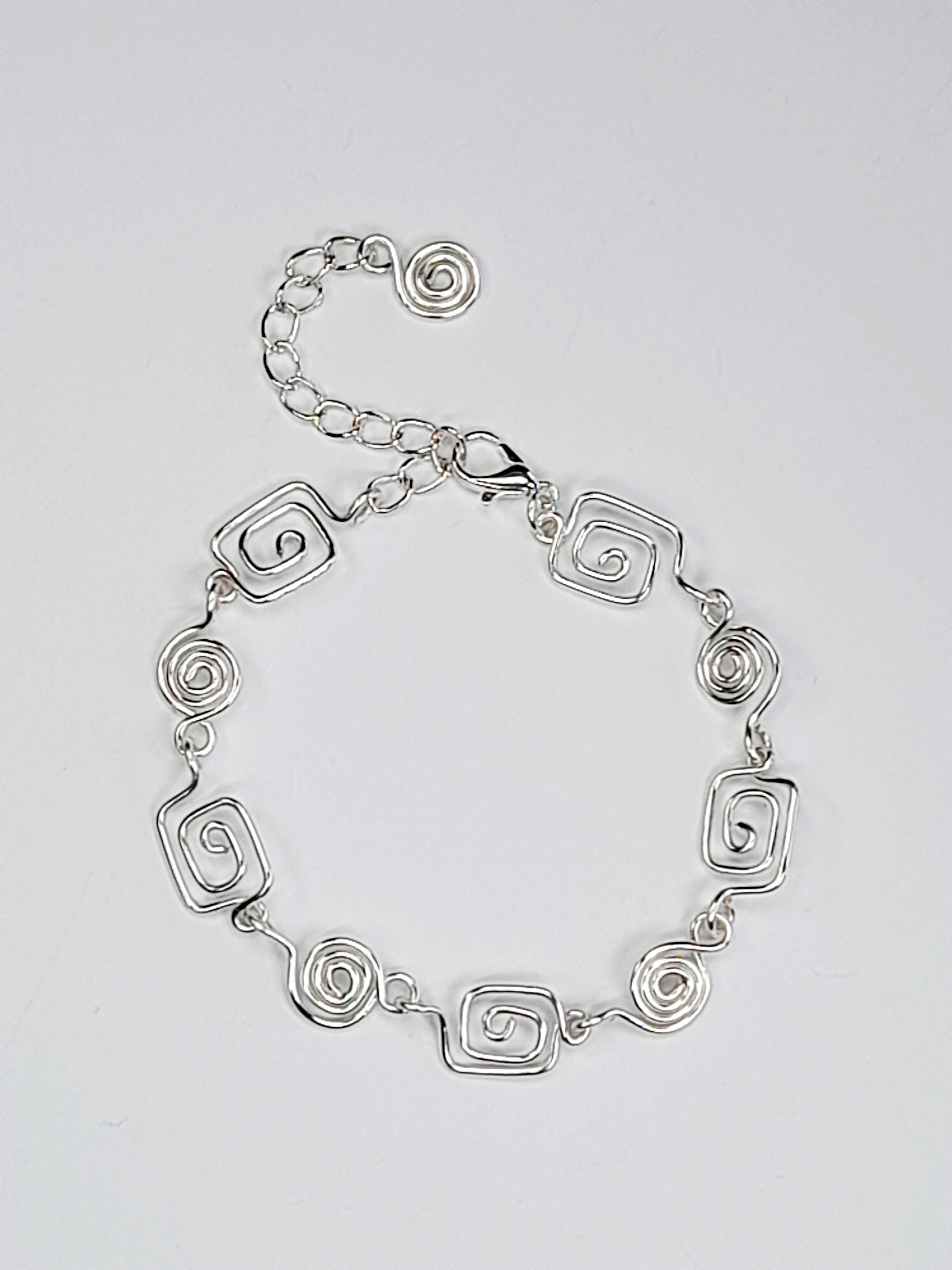 Handmade Silver Spiral Bracelet, Dainty Lightweight Swirl Design