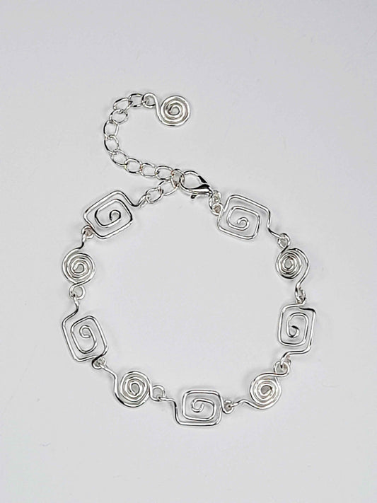 Handmade Silver Spiral Bracelet, Dainty Lightweight Swirl Design