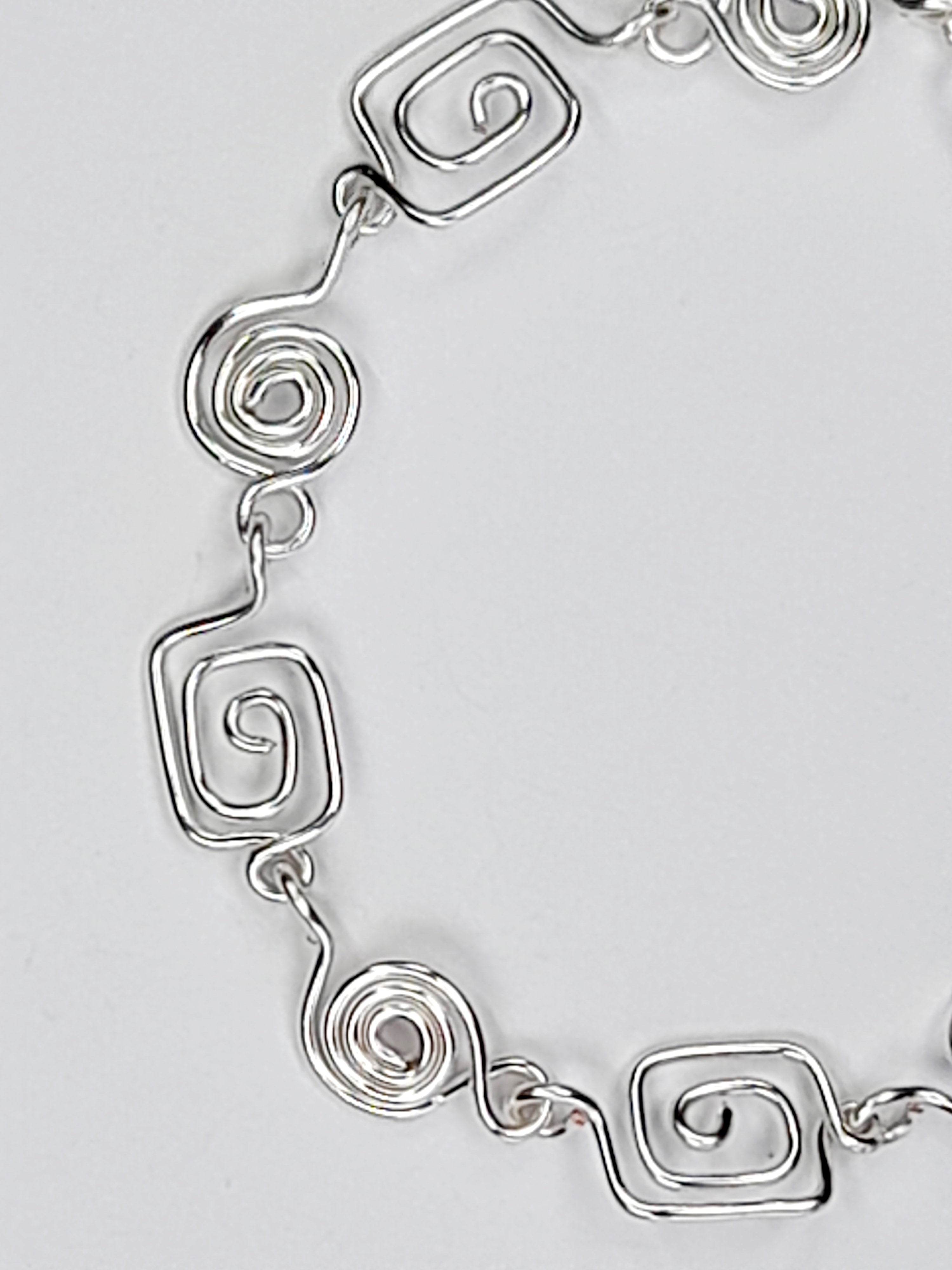 Handmade Silver Spiral Bracelet, Dainty Lightweight Swirl Design