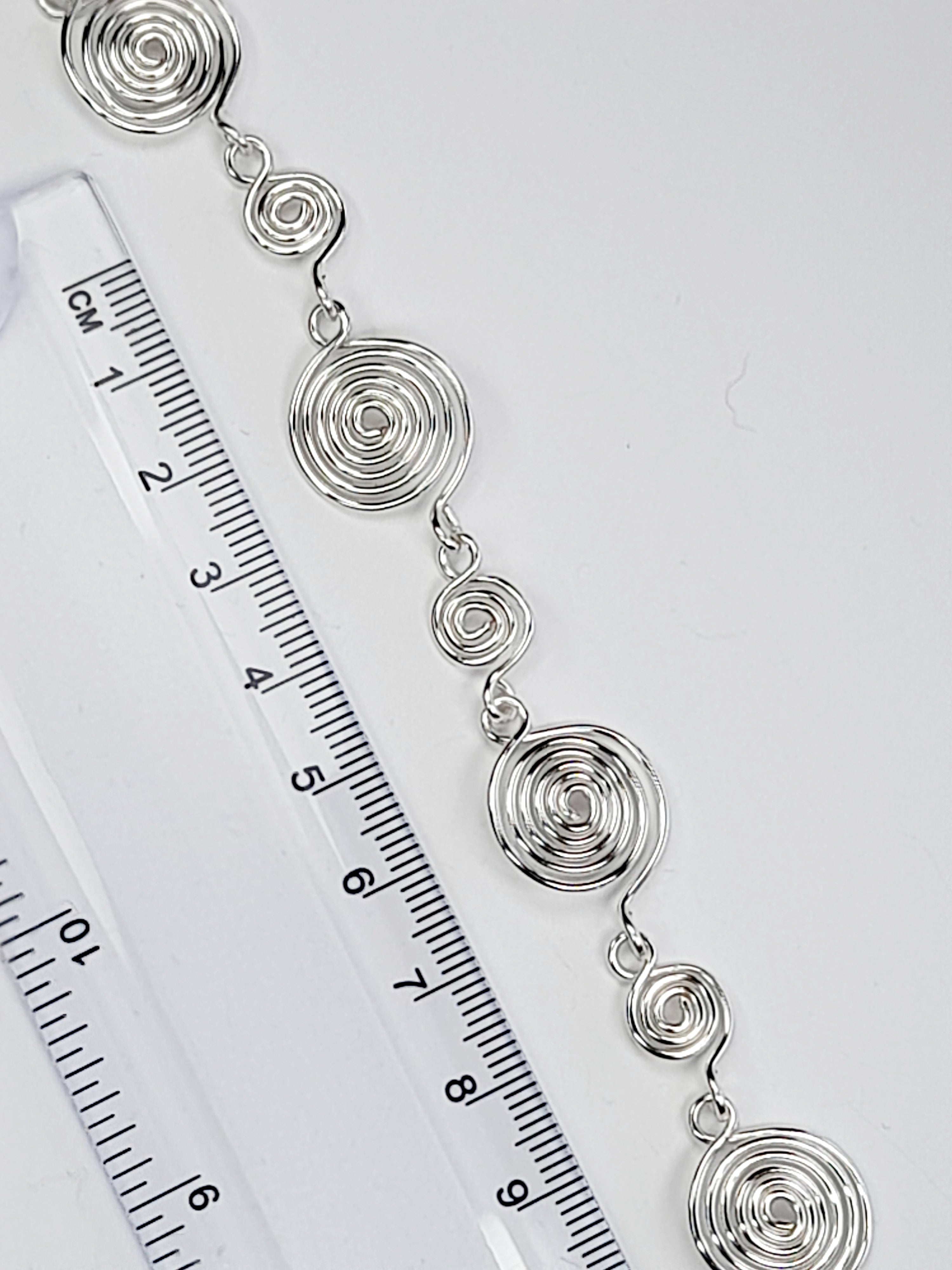 Handmade Silver Spiral Bracelet, Elegant Swirly Statement Bracelet