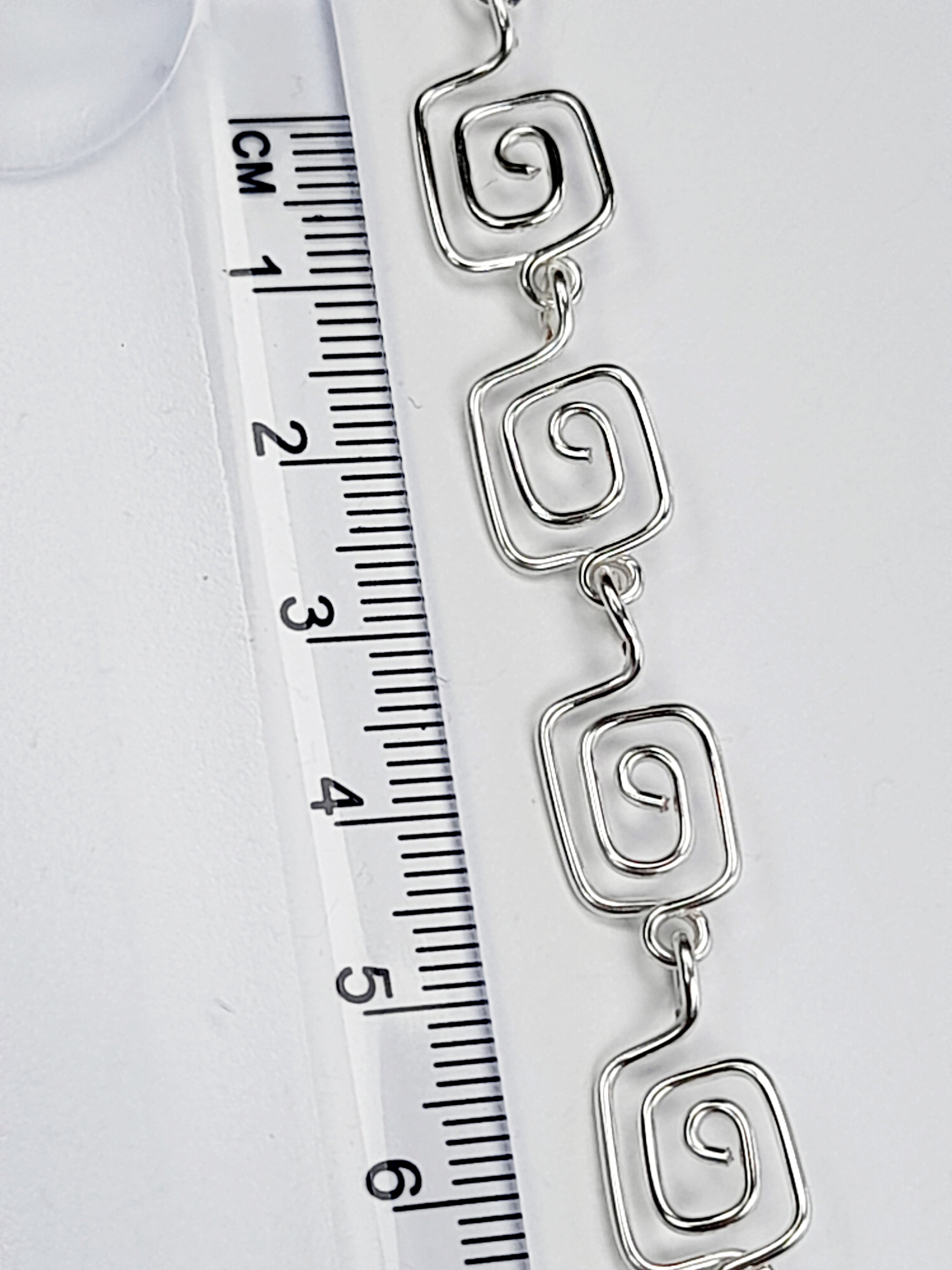 Dainty Super Swirly Silver Square Spiral Bracelet