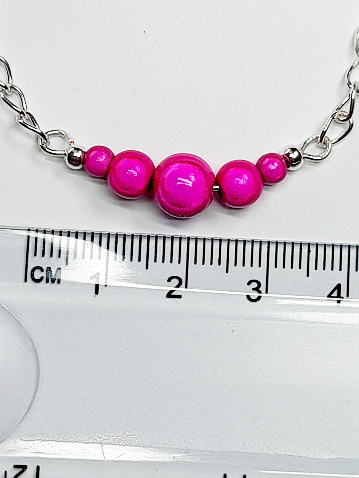 Bright Pink Miracle Bead Link Bracelet, Handmade & Adjustable
