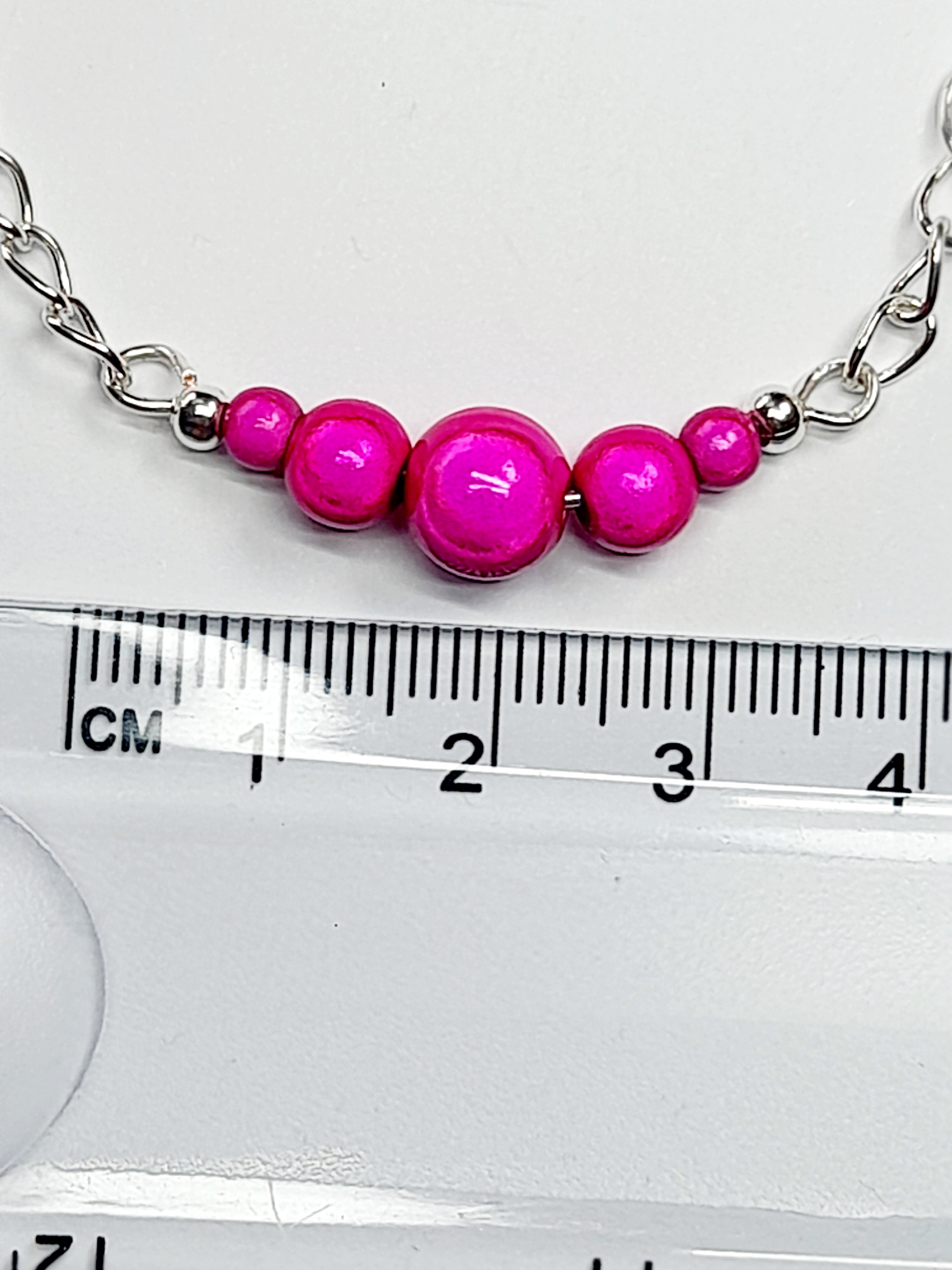 Bright Pink Miracle Bead Link Bracelet, Handmade & Adjustable