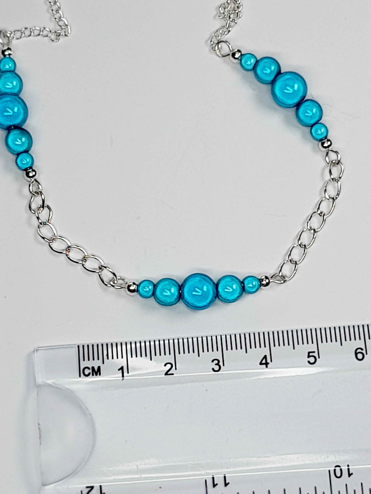 Turquoise Miracle Bead Link Necklace, Handmade, Lightweight 18‑Inch Design