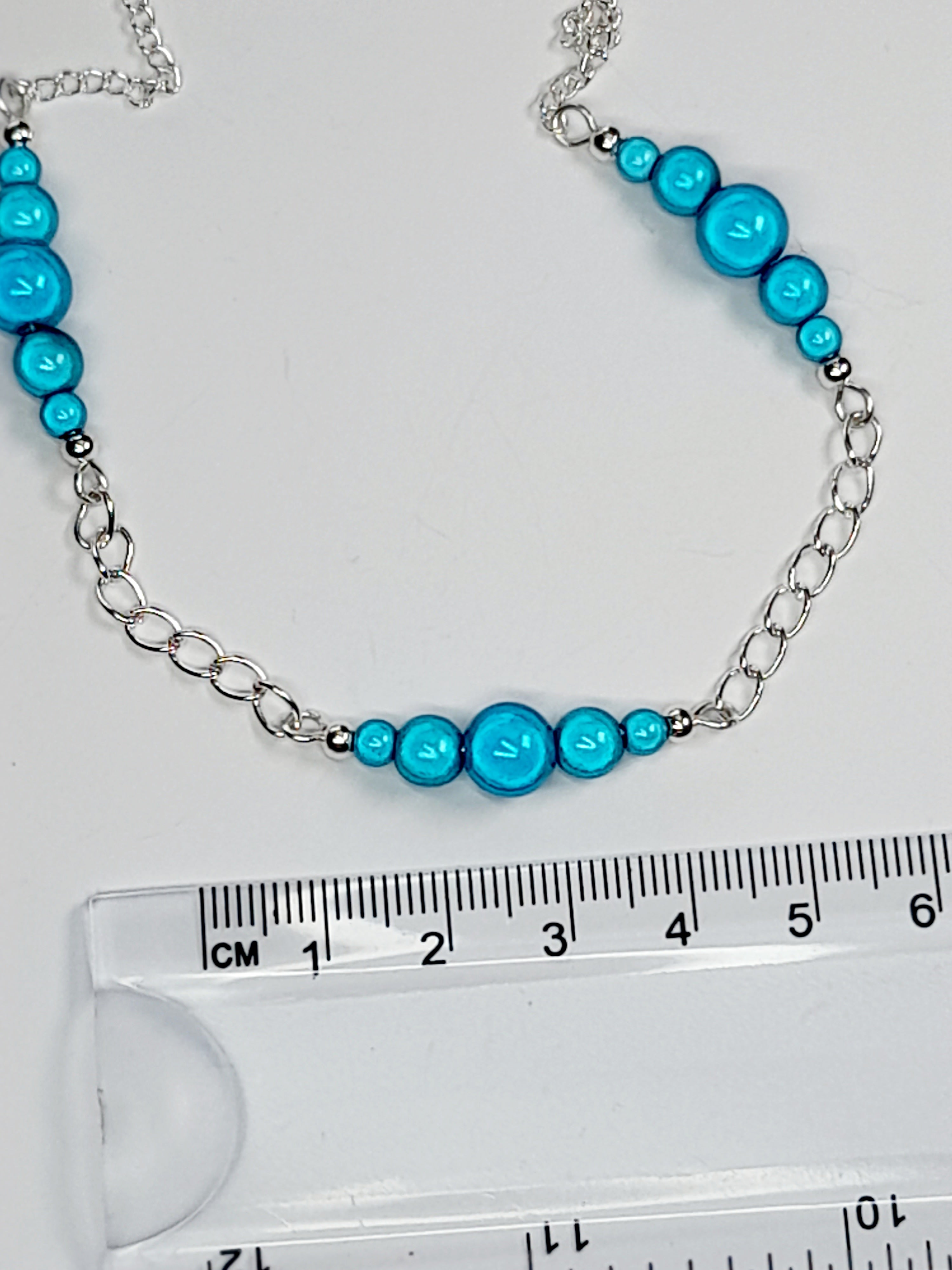 Turquoise Miracle Bead Link Necklace, Handmade, Lightweight 18‑Inch Design