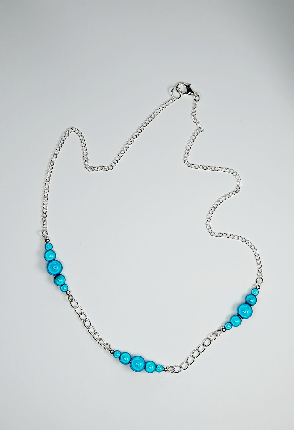 Turquoise Miracle Bead Link Necklace, Handmade, Lightweight 18‑Inch Design