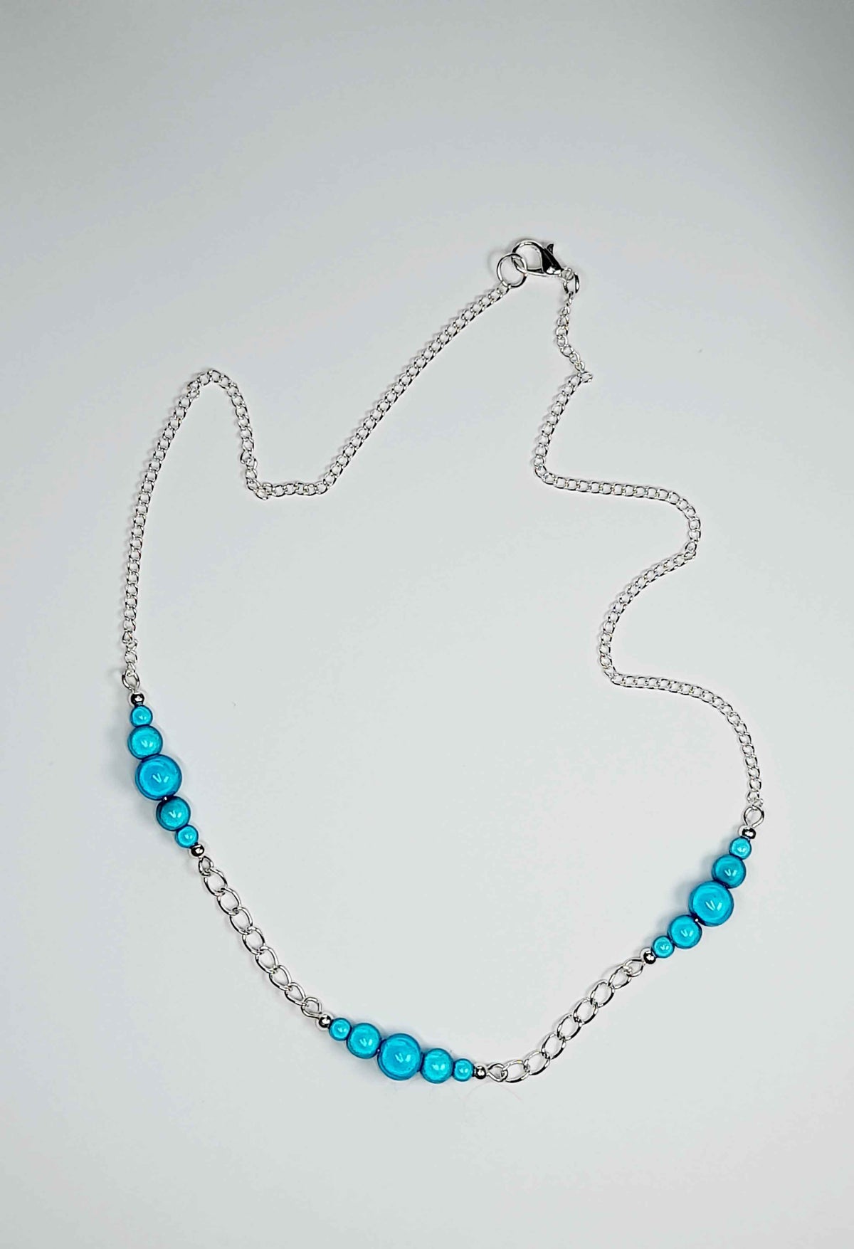 Turquoise Miracle Bead Link Necklace, Handmade, Lightweight 18‑Inch Design