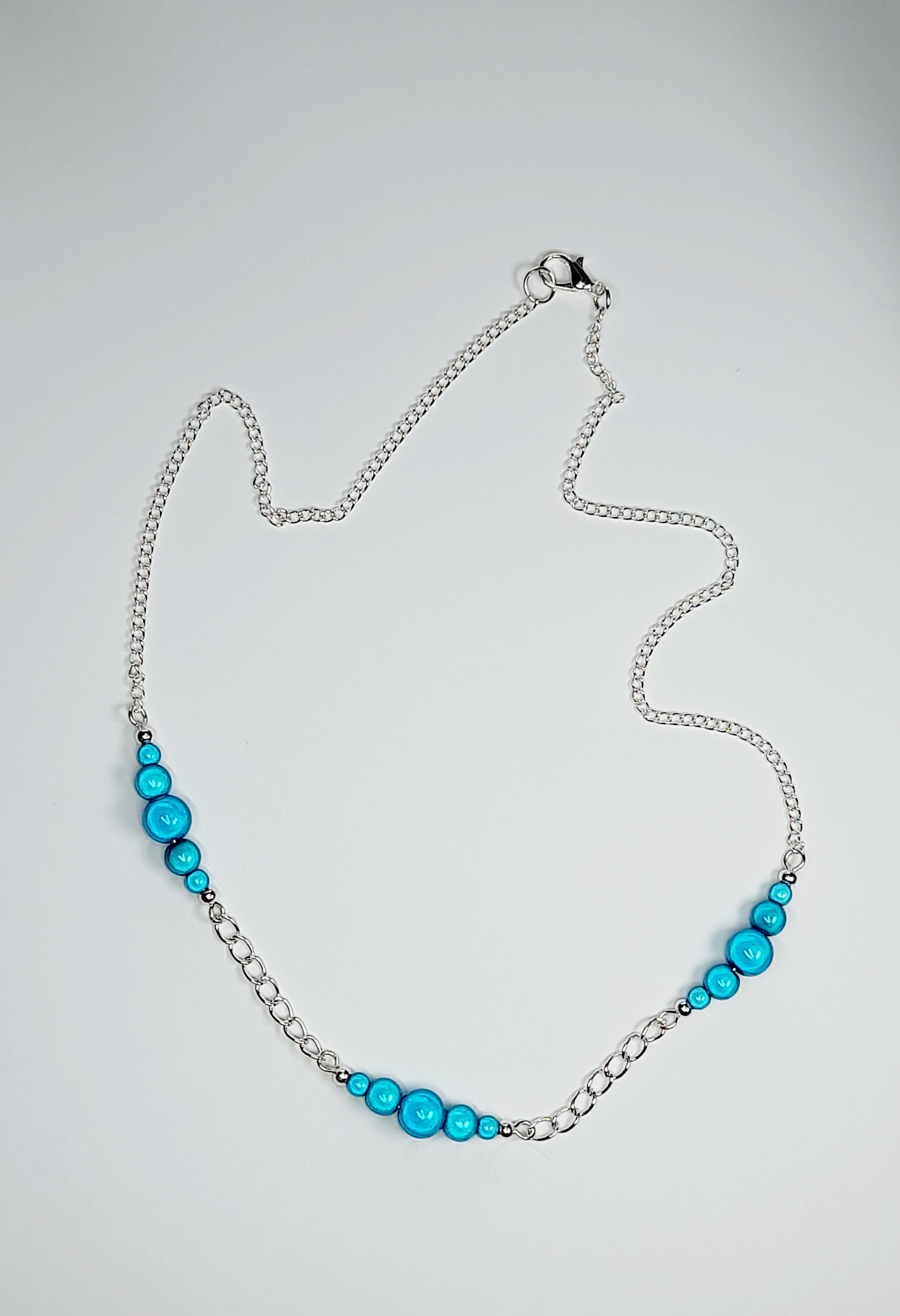Turquoise Miracle Bead Link Necklace, Handmade, Lightweight 18‑Inch Design