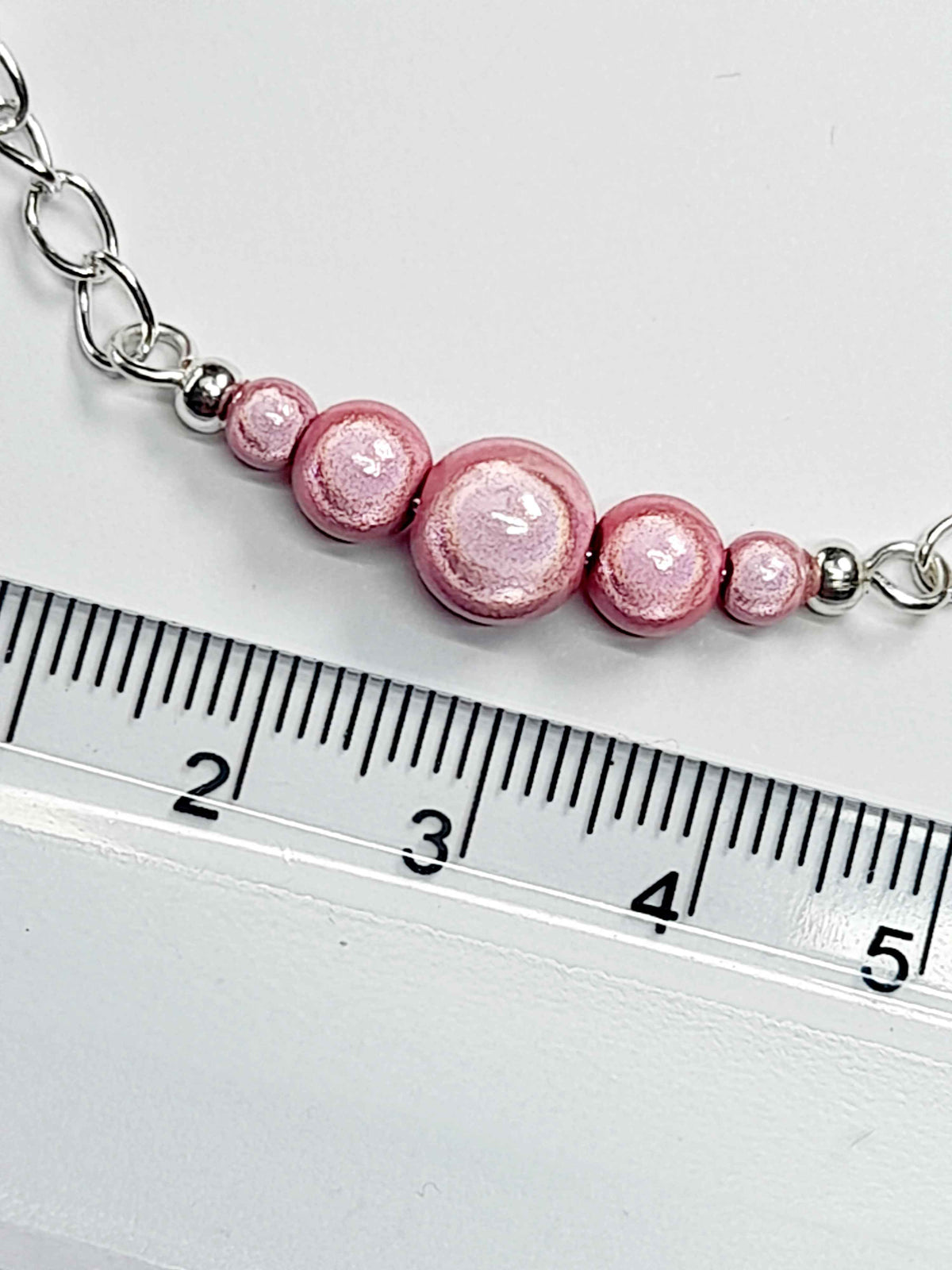 Pale Pink Miracle Bead Link Bracelet, Handmade & Adjustable