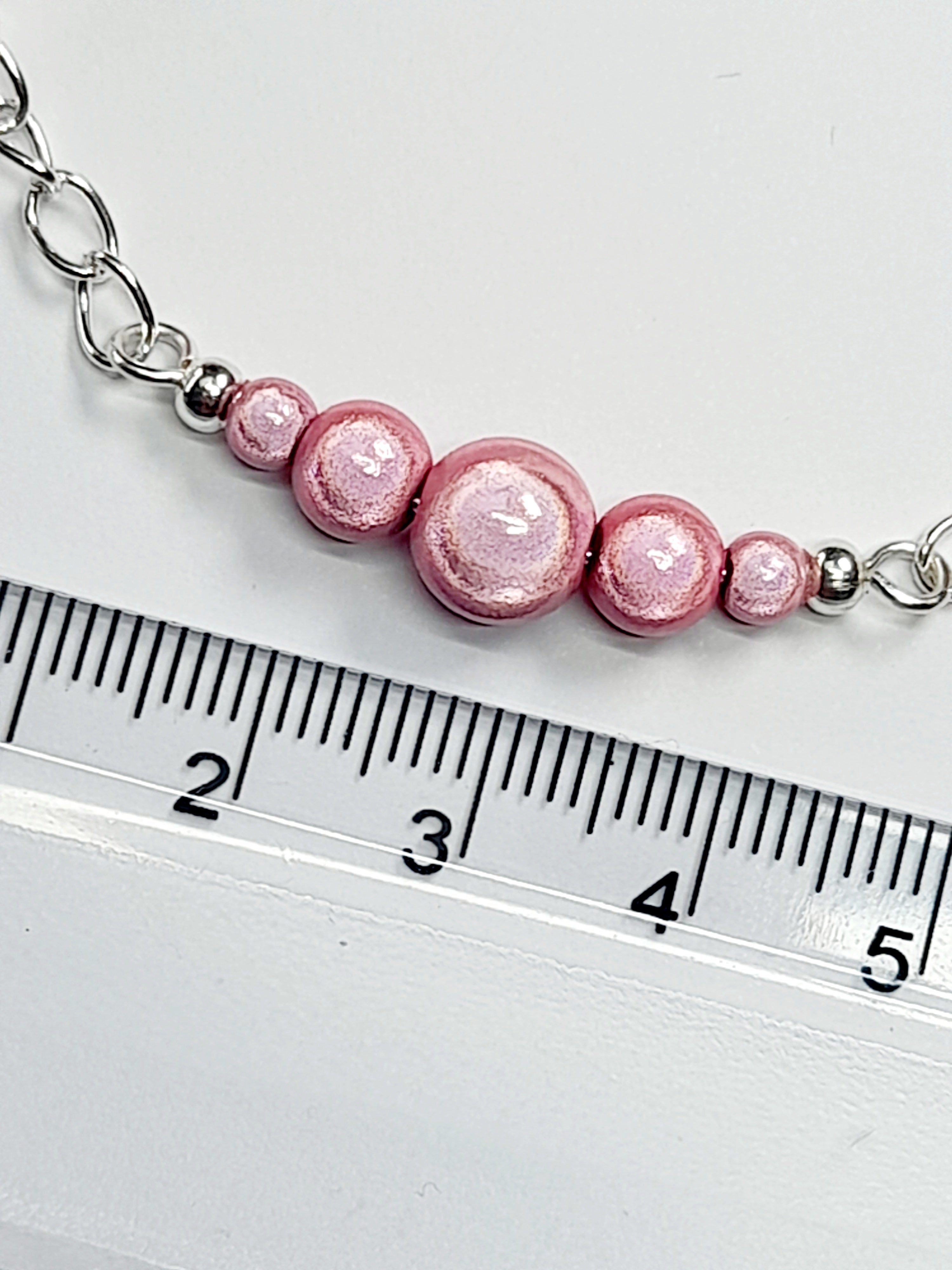 Pale Pink Miracle Bead Link Bracelet, Handmade & Adjustable