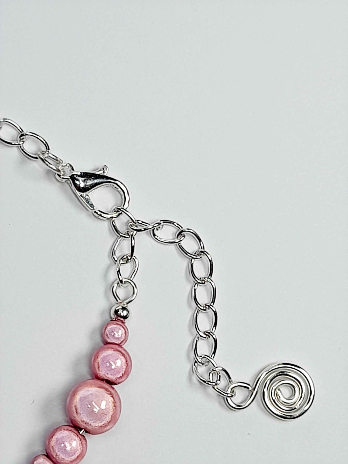 Pale Pink Miracle Bead Link Bracelet, Handmade & Adjustable