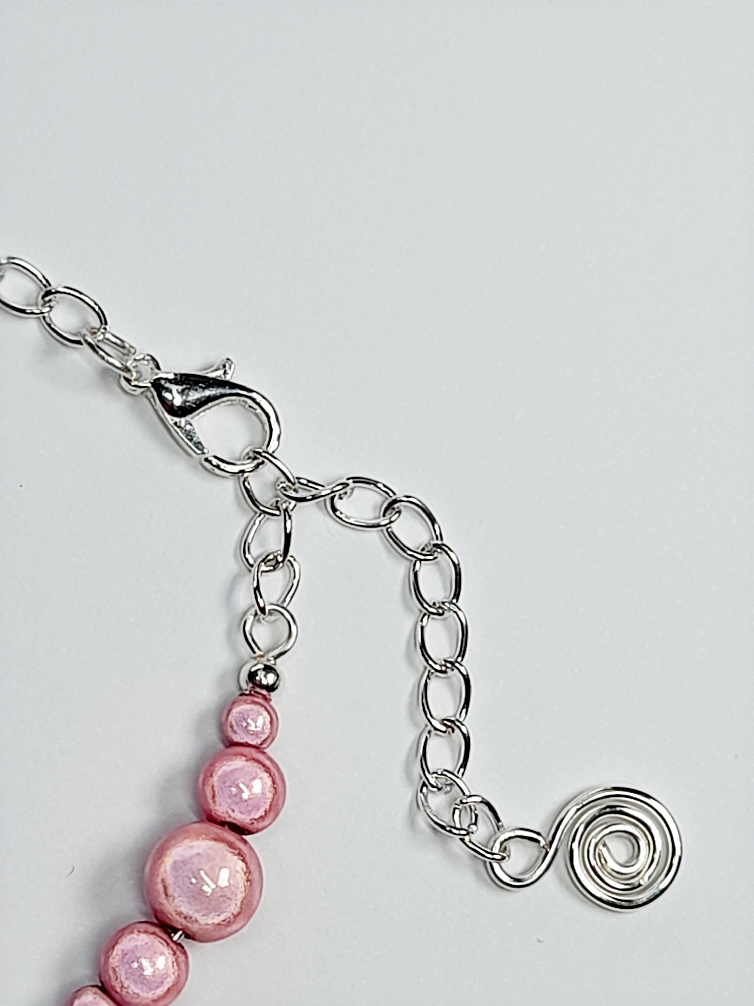 Pale Pink Miracle Bead Link Bracelet, Handmade & Adjustable