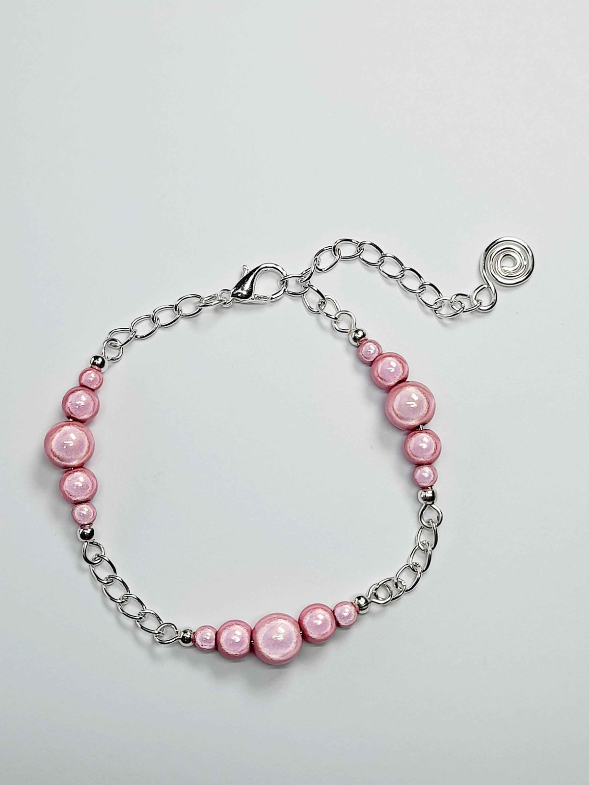 Pale Pink Miracle Bead Link Bracelet, Handmade & Adjustable