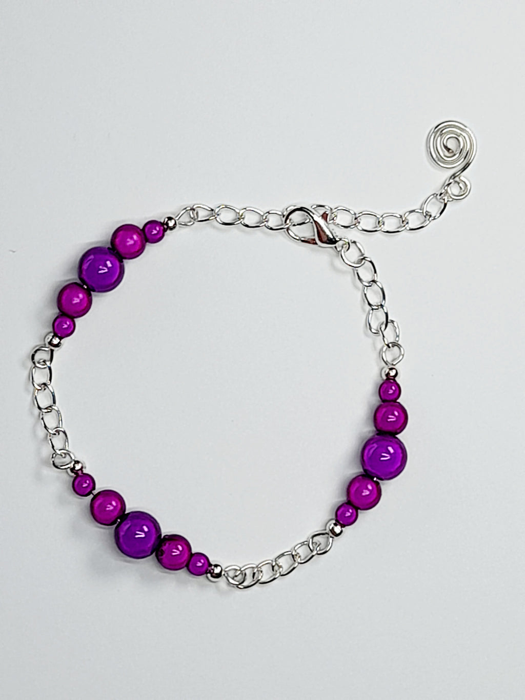 Purple Miracle Bead Link Bracelet, Handmade & Adjustable
