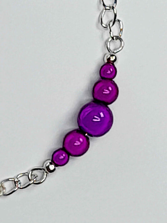 Purple Miracle Bead Link Bracelet, Handmade & Adjustable